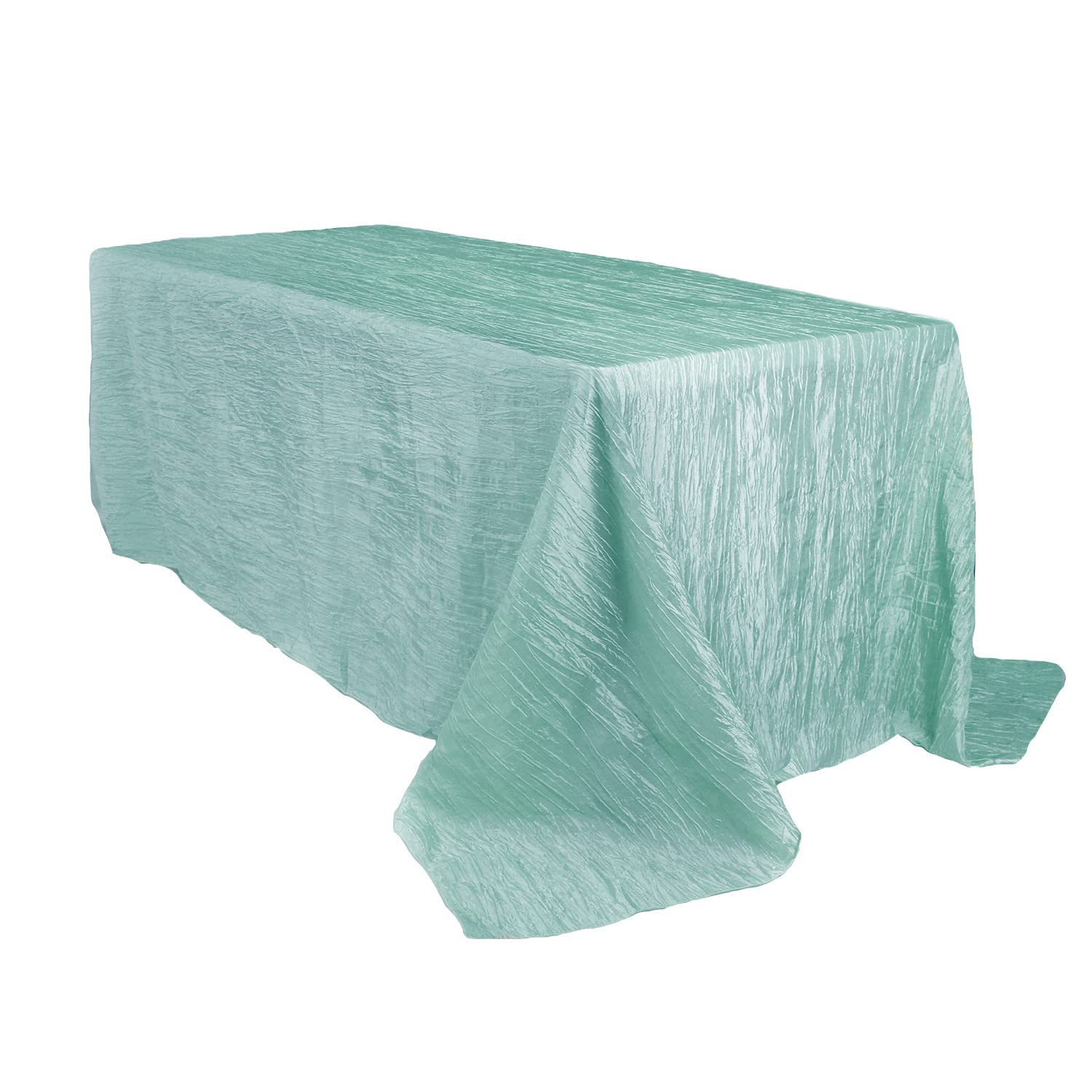 Your Chair Covers - 90 X 132 Inch Rectangular Crinkle Taffeta Tablecloth - Robin Egg, Rectangle Table Linens For 6 Ft Rectangula