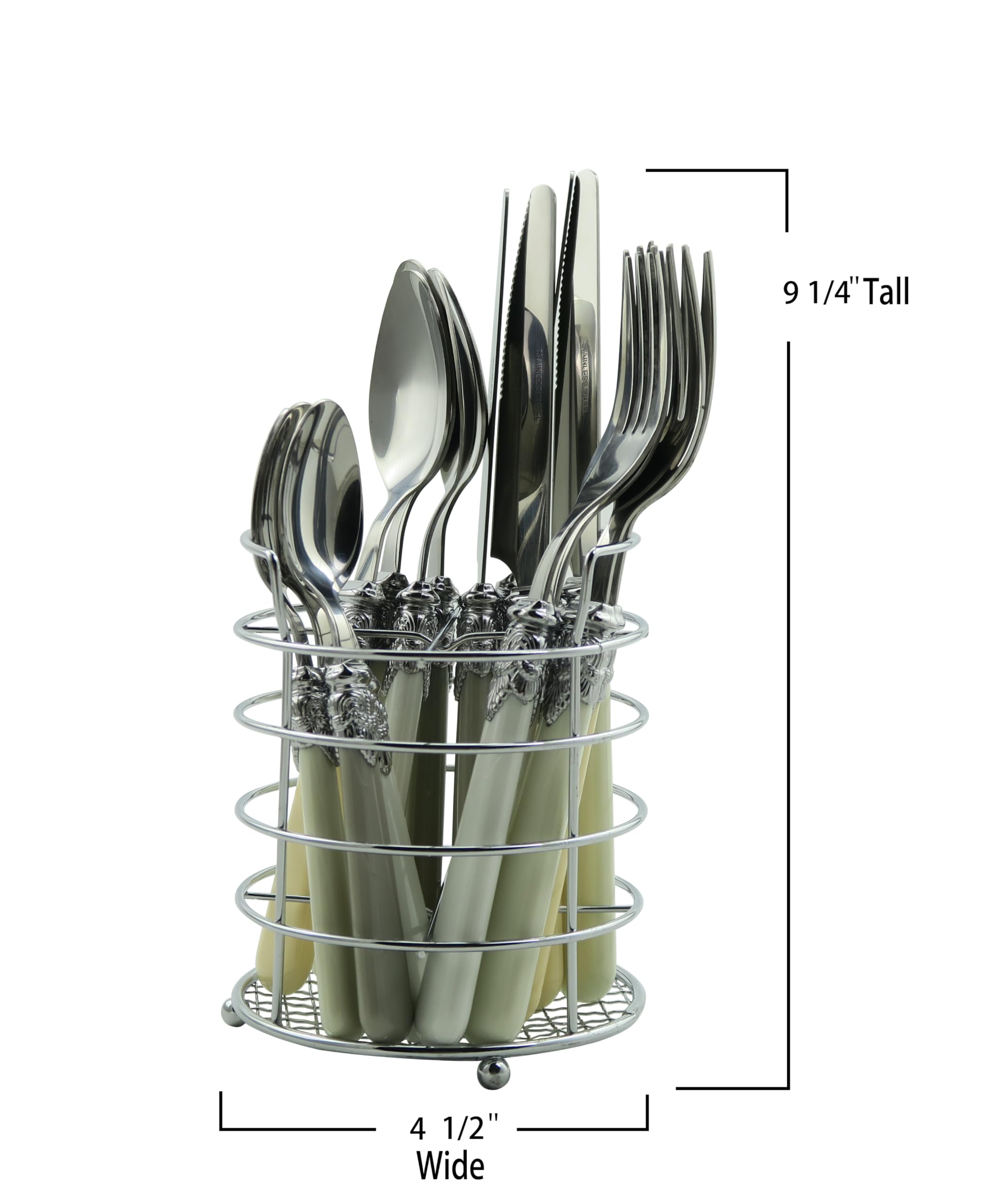 The Original Brink House Baroque Bone Mix & Match Stainless Steel Cutlery Set With Assorted Handles / 16 Pieces With Metal Stand