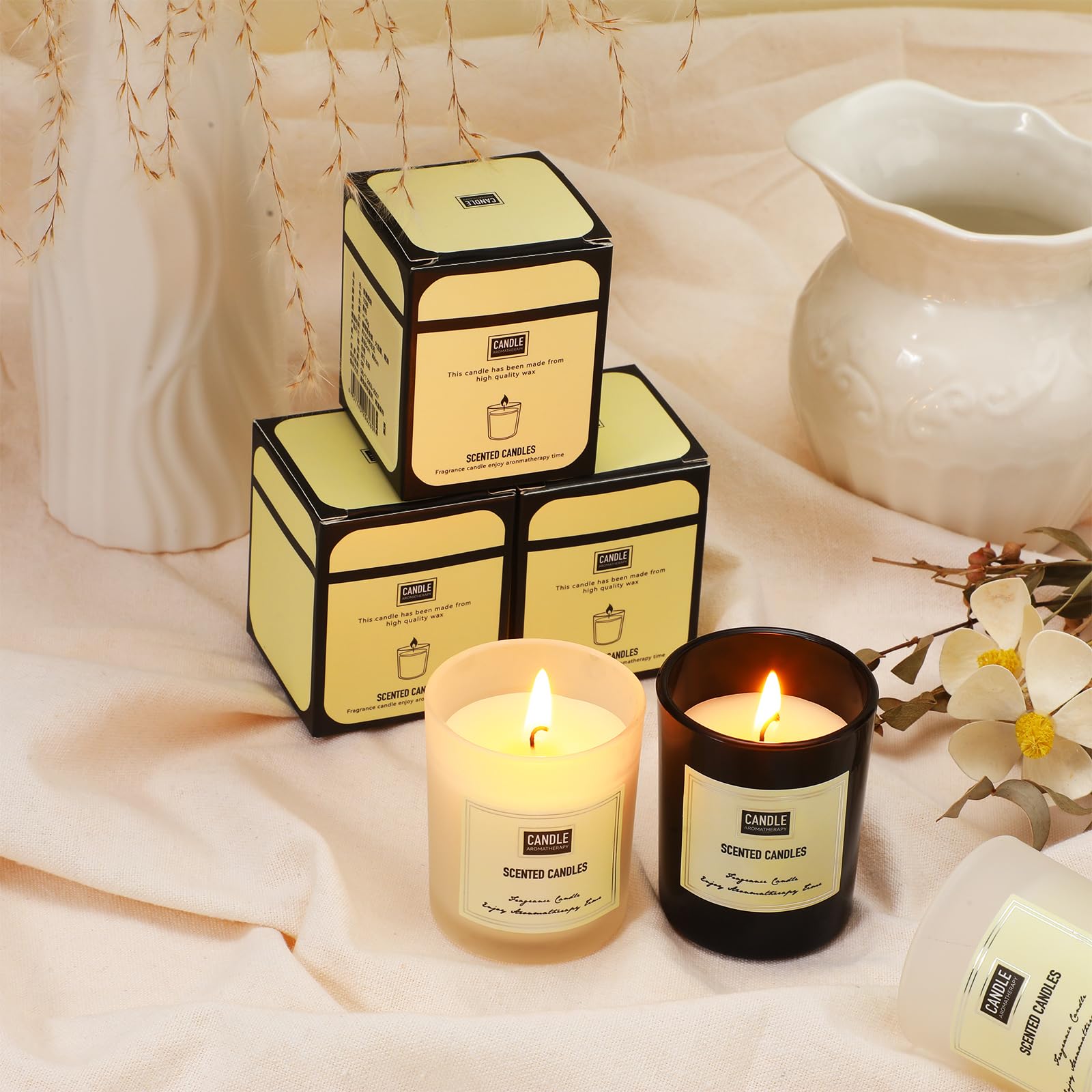 MTLEE 48 Pcs Scented Candles Bulk Christmas Thanksgiving Thank You Gift Candles Set for Women Aromatherapy Soy Wax Jar Home Long
