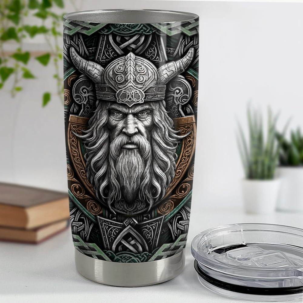 Viking Cup Tumbler 20oz Viking Gifts for Men Vikings Stainless Steel Insulated Tumblers Coffee Travel Mug Gift for Birthday Chri