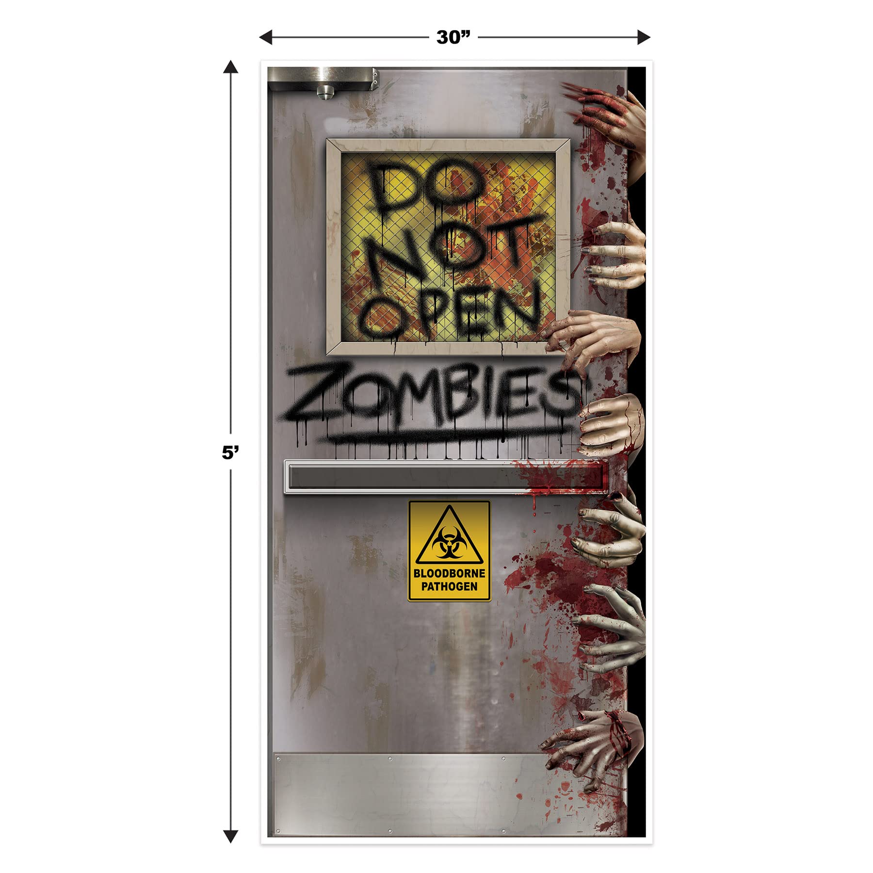Beistle Zombie Lab Door Covers, 5 X 30   , 2 Pieces - Plastic For Indoor & Outdoor Use - Easily Display - Halloween Decorations,