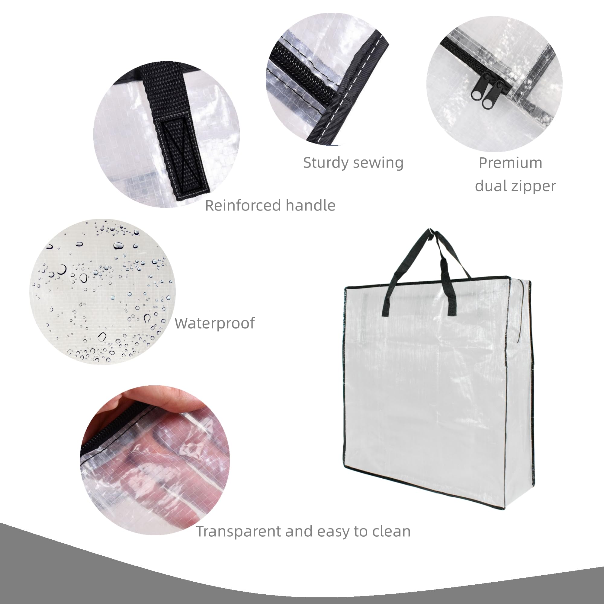 Clear Storage Bags with Zipper and Handles, Blanket Bags For Closet Storage, Moving and Packing Supplies for College, Underbed S