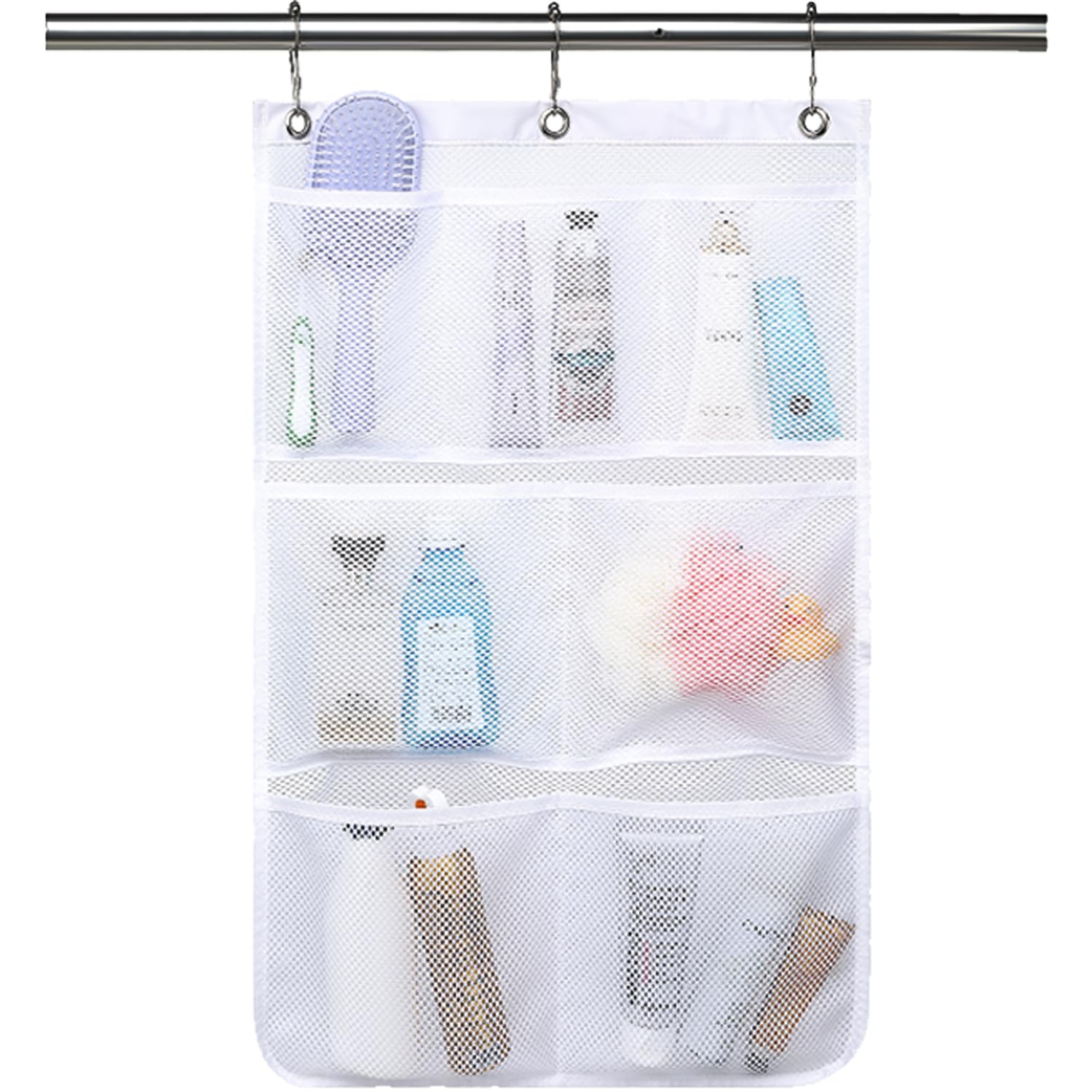 Fammart Mesh Shower Caddy Hanging, Quick-Drying Shower Organizer with 7 Pockets, Portable Bathroom Organizers and Storage for Sh