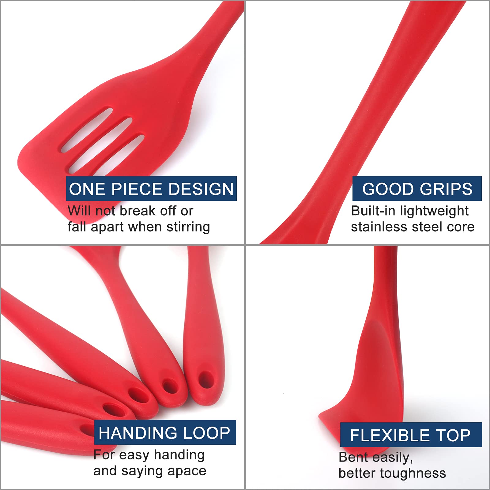 Bangshou 5Pack Cookware Set, Silicone Kitchenware Set, Food Grade Silicone Kitchen Gadgets, 446F (230C), With Silicone Spoon, Sp