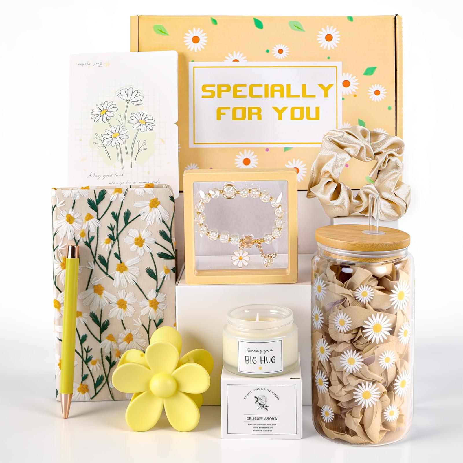 Gift Box for Women, Daisy Self Care Gift Basket, Birthday Gift for Her