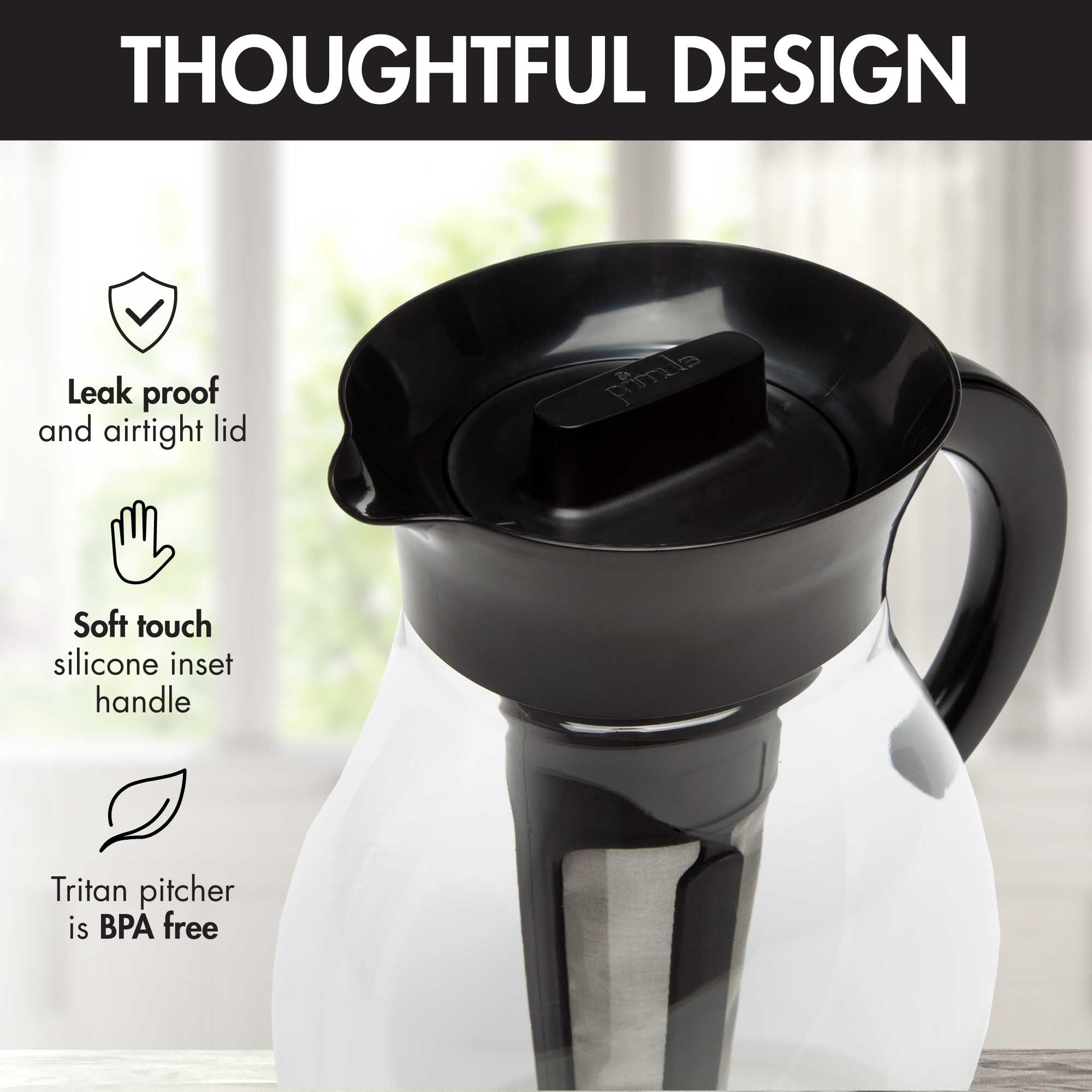 Primula The Big Iced Tea Maker And Infuser, Plastic Beverage Pitcher With Leak Proof, Airtight Lid, Fine Mesh Reusable Filter, M