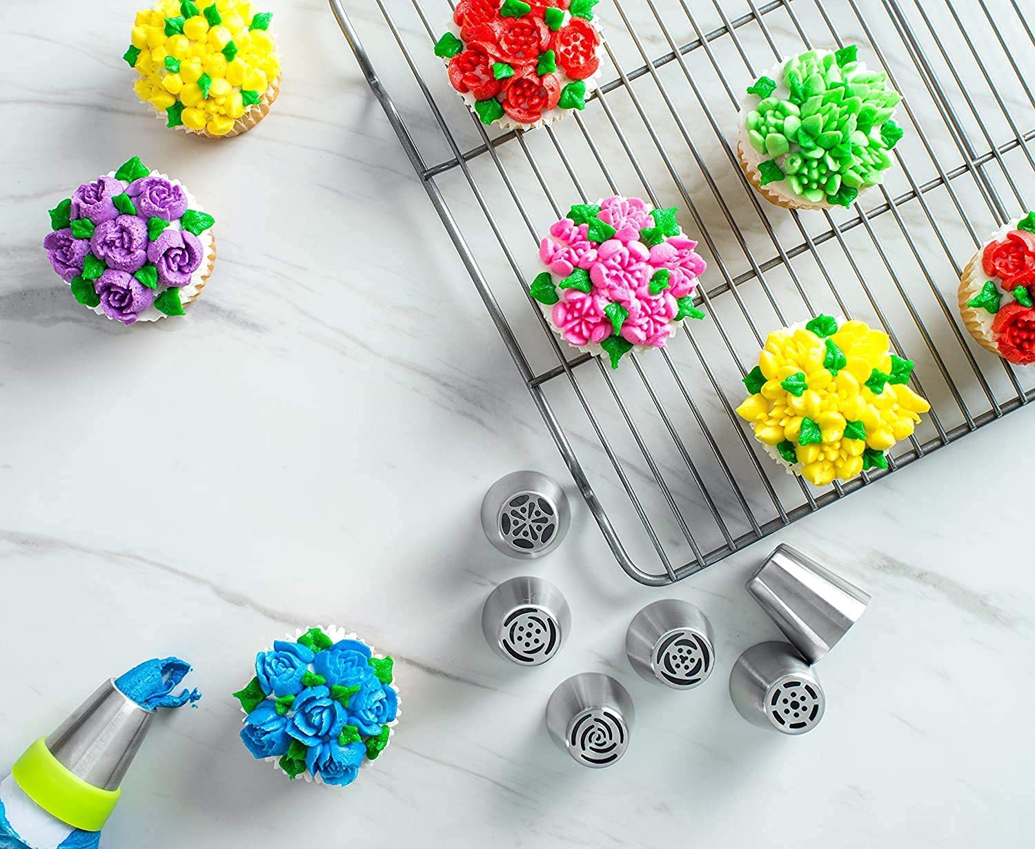 Nc Russian Icing Piping Nozzles Tip, Hsxxf 7Pcs Russian Piping Tips Stainless Steel Piping Tips Piping Nozzles Cake Piping Icing