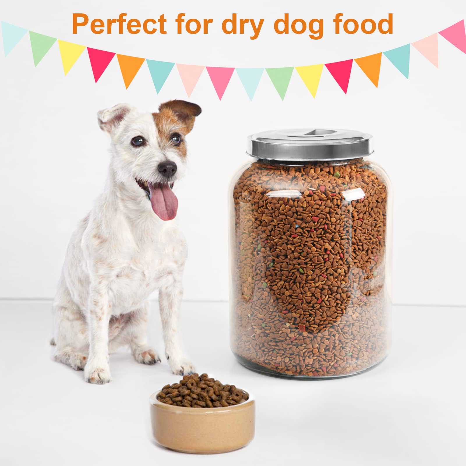 Daitouge Large Storage Glass Jars With Metal Lids, 5.5 Gallon (21000 Ml) Canisters - Super Wide Mouth Heavy Duty With For Storin