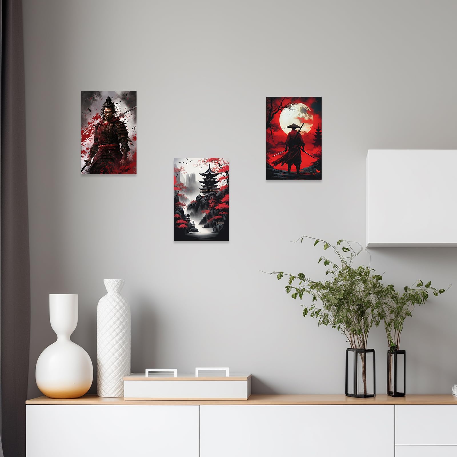 Ccwacpp 3 Piece Samurai Wall Art Japan Painting Canvas Print Warrior F ...