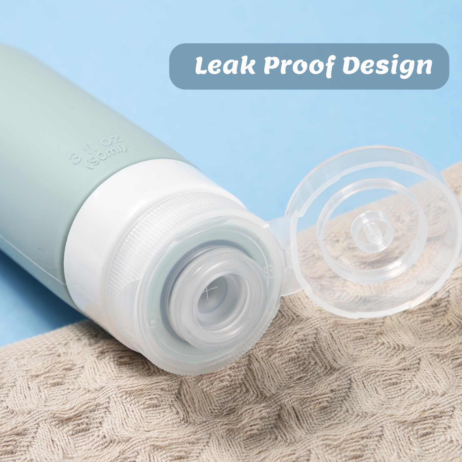 Silicone Travel Bottles For Toiletries With Labels, 3Oz Tsa Approved Squeezable Travel Size Containers, Leak Proof Travel Shampo