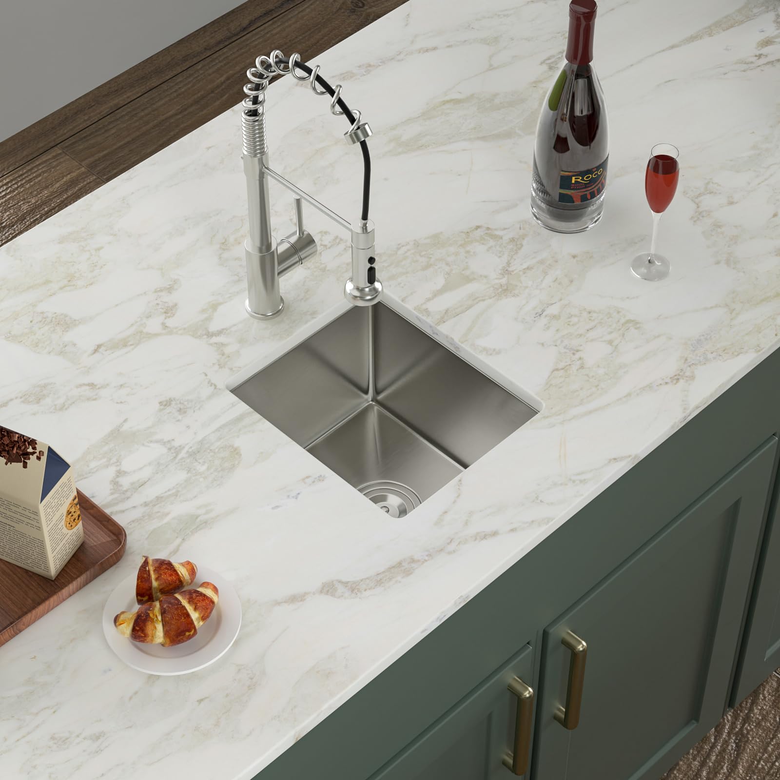 Logmey 13 Inch Bar Sink - Undermount Stainless Steel Bar Prep Sink 16 Gauge 9 Inch Deep Single Bowl 13X15X9 Inches