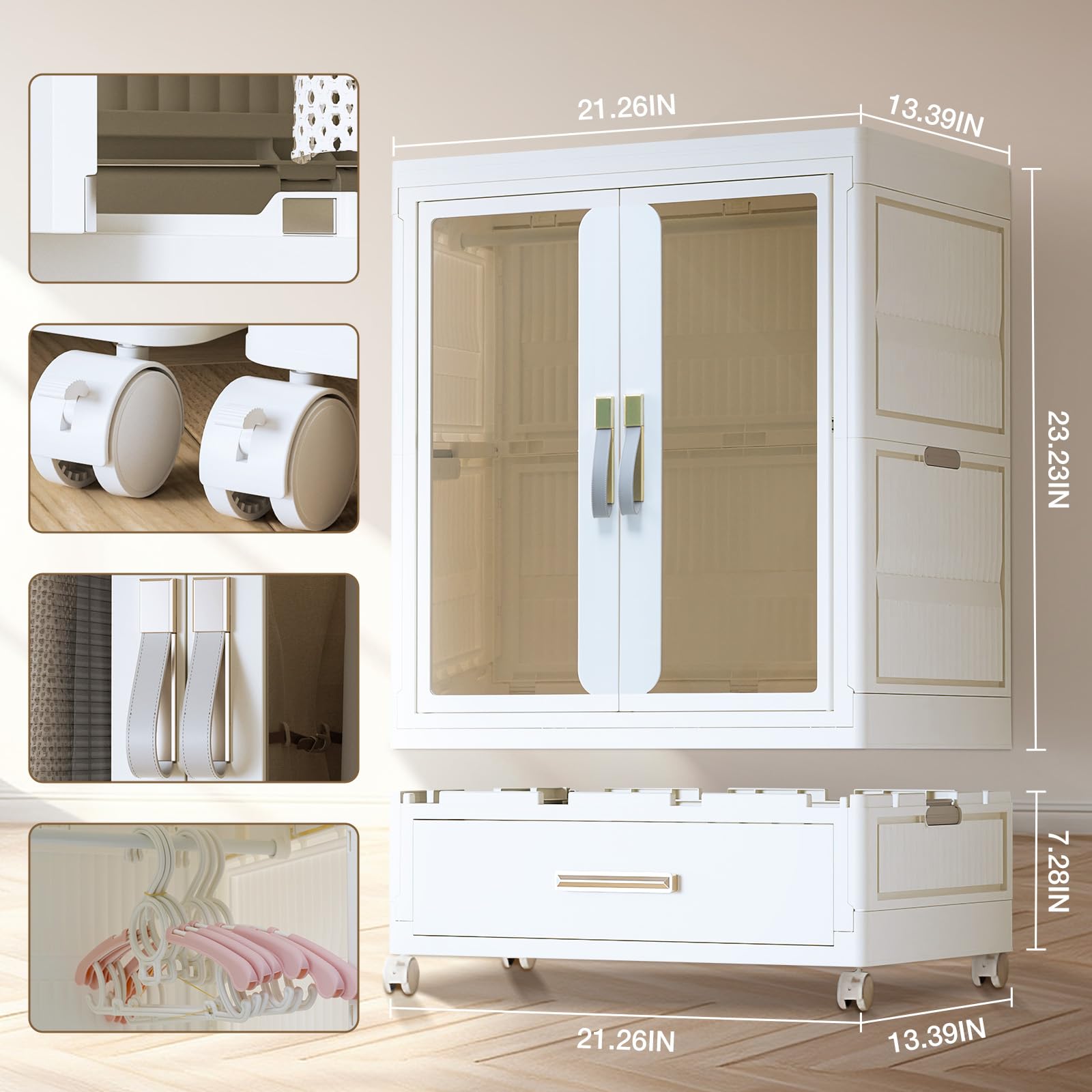Qudrakast Pet Wardrobe Closet, Dog Closet - Stackable Storage Bins With Doors, Wheels, And Hanging Rods - Stackable Drawers Clos