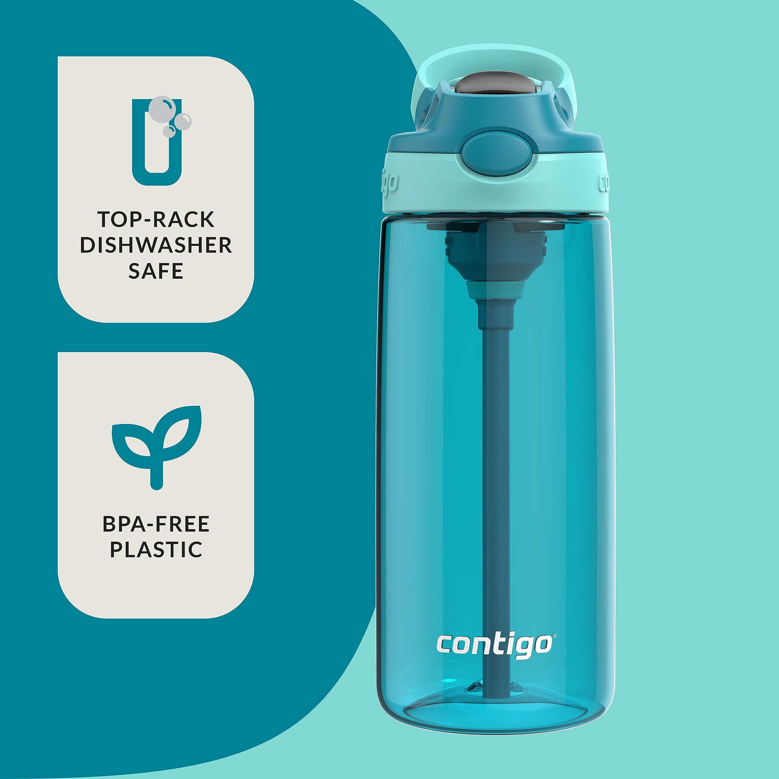 Contigo Aubrey Leak-Proof Spill-Proof Water Bottle, 20Oz, Juniper Jade