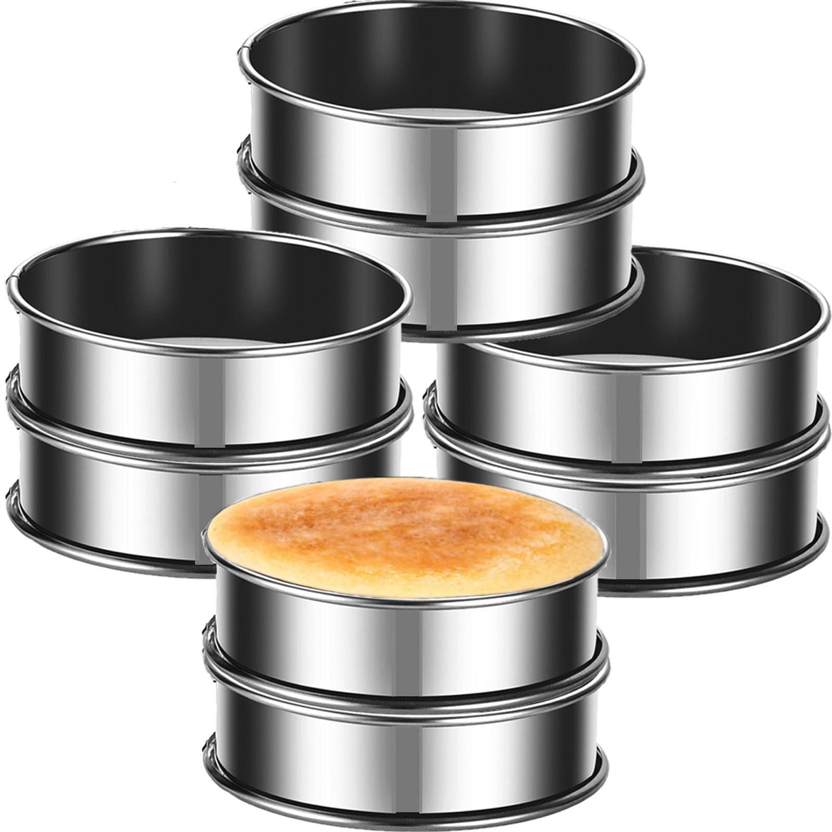 8-Pieces English Muffin Rings 4 Inch Crumpet Rings Stainless Steel Double Rolled Tart Rings Nonstick Metal Round Ring Molds For