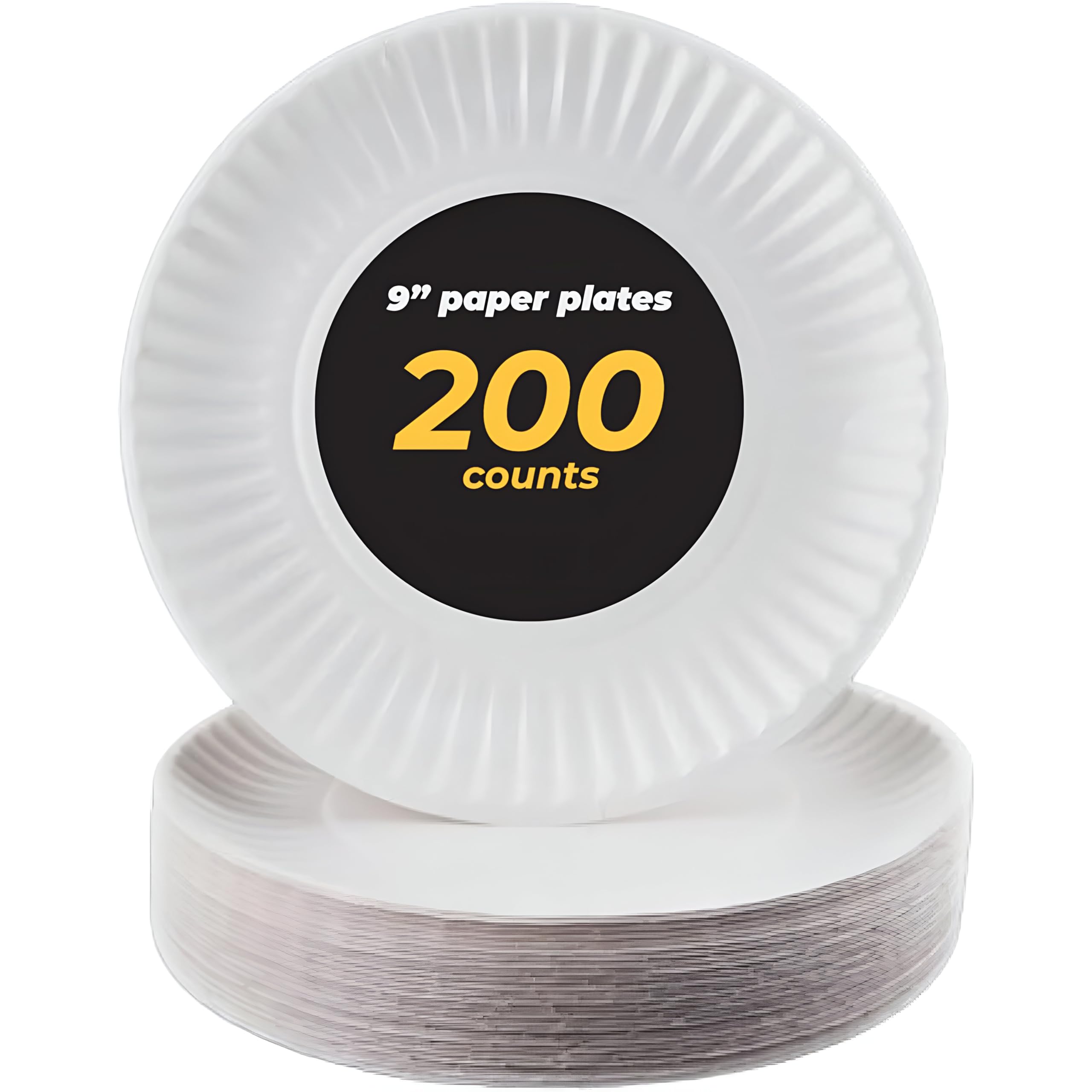 Perfect Stix 9 Uncoated Paper Plates- White, Pack of 200