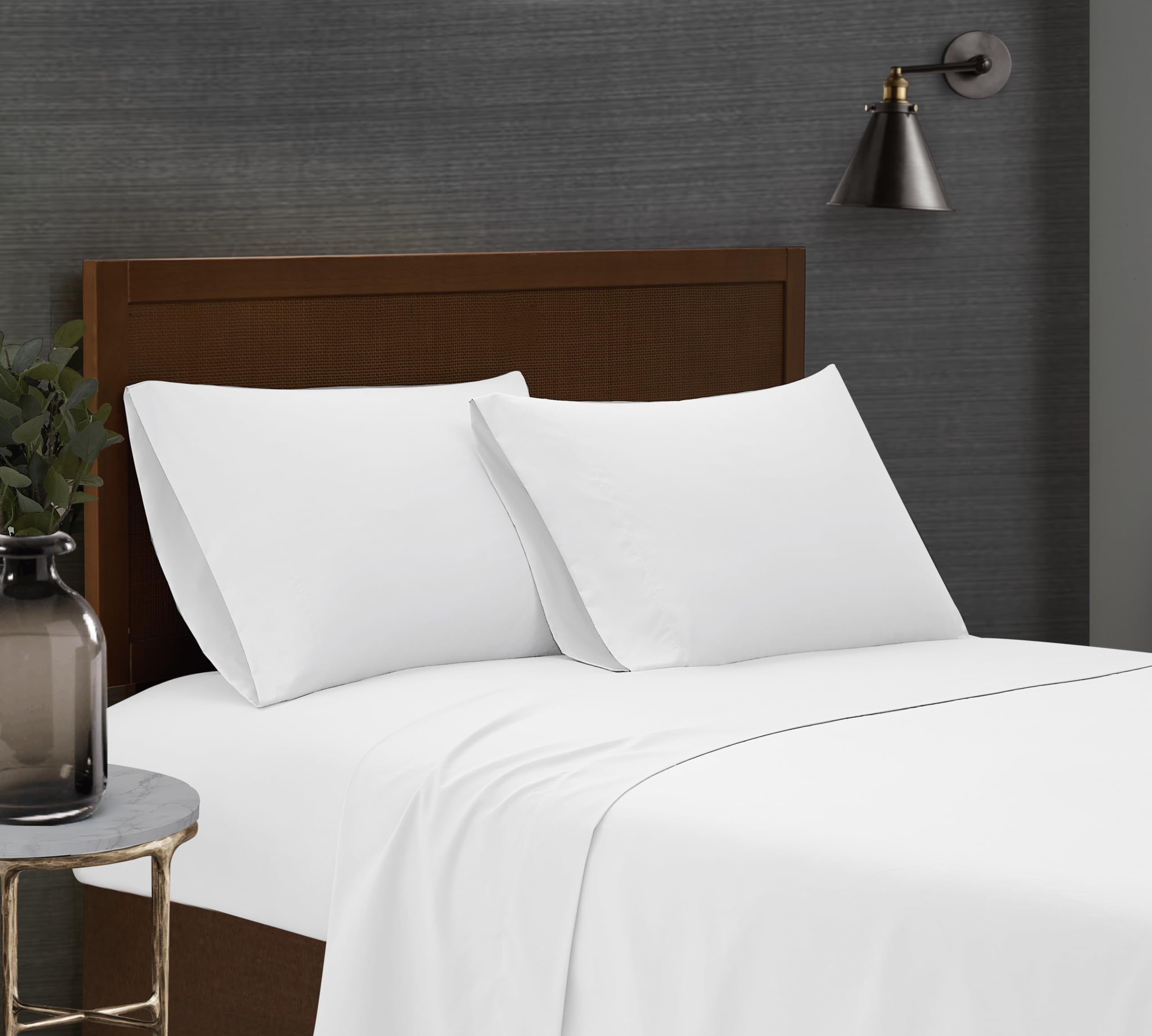 London Fog  Garment Wash Solid King 6 Piece Sheet And Pillowcase Set  Soft Microfiber Fabric  White