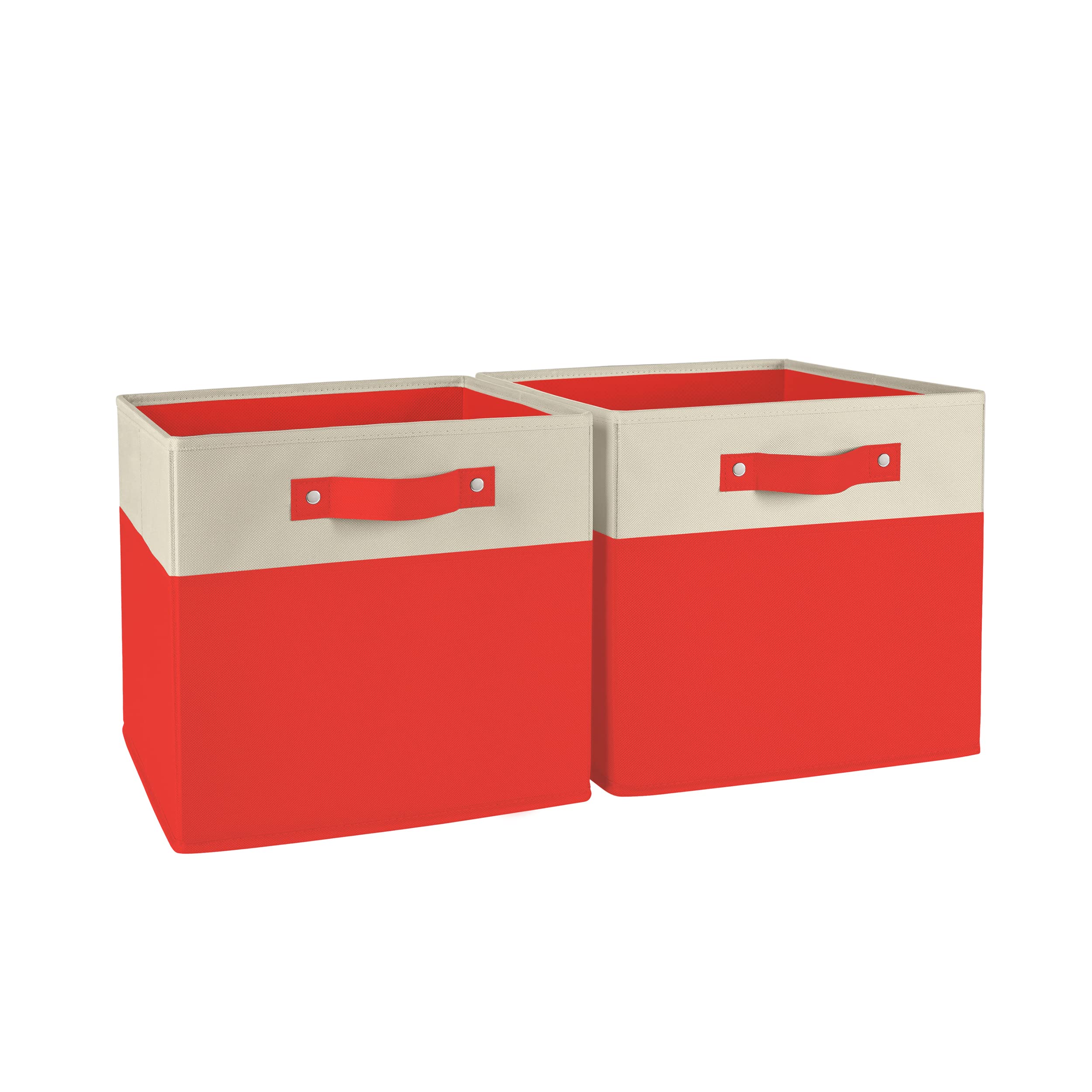 Riverridge Kids 2Pc 10.5In Two-Tone Folding Storage Bin Set - Red