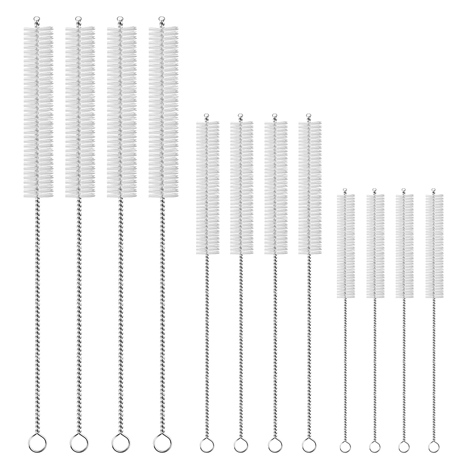 Extra Long 12 Pieces Drinking Straw Cleaning Brush Kit, 12 Inches, 10 Inches And 8 Inches Straw Cleaner, Bendable Straw Brush Fo