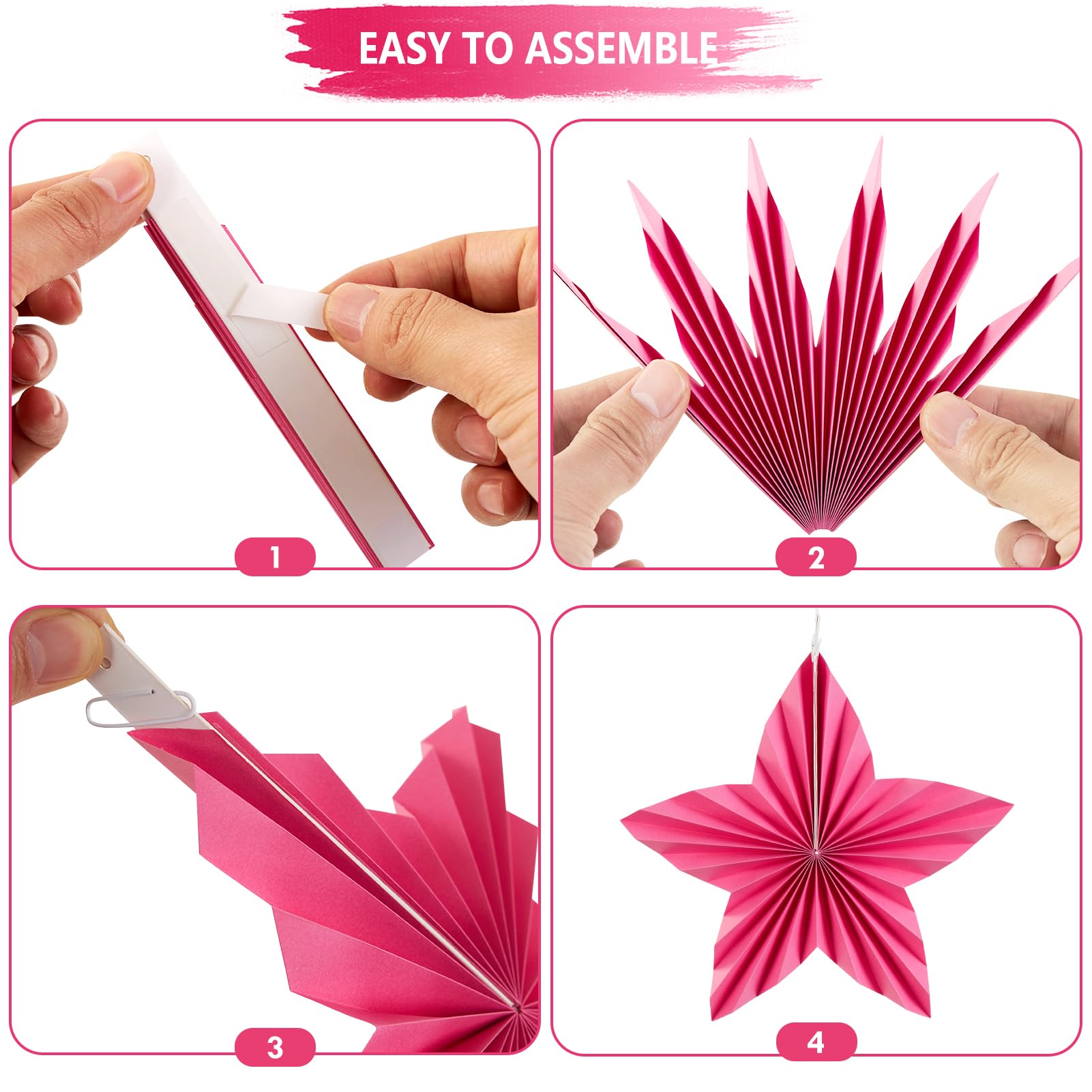 Sunbeauty Paper Star Party Decorations Paper Fans Classroom Decoration Paper Starfish Decor Hanging Paper Fans Decor For Christm