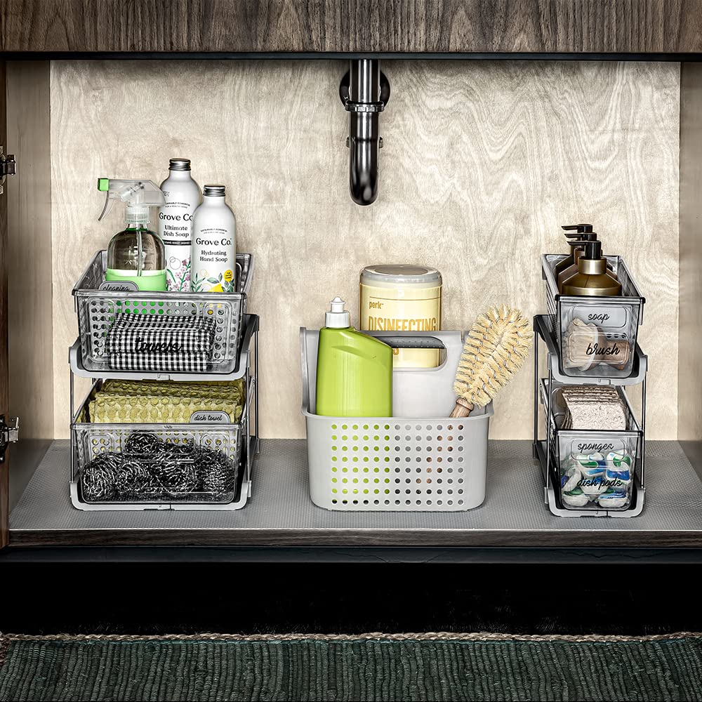 Madesmart 2-Tier Organizer Multi-Purpose Slide-Out Storage With Handles And Dividers For Home And Bath, Bpa Free, Pack Of 1, Cle