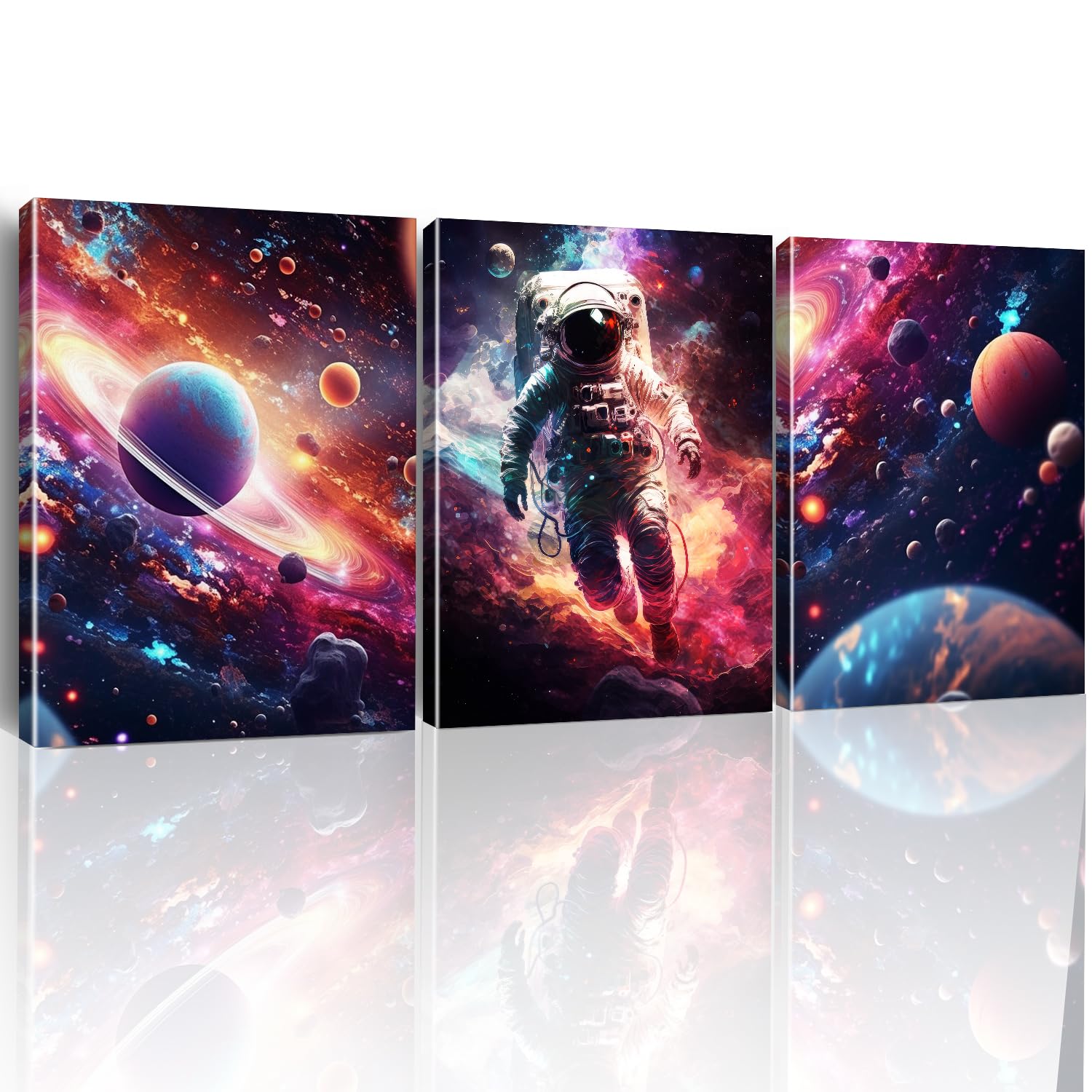 Yuzi-N Outer Space Room Decor Space Room Decor For Boys, Planet Astronaut Wall Art Space Wall Decor For Boys Bedroom Teens Room