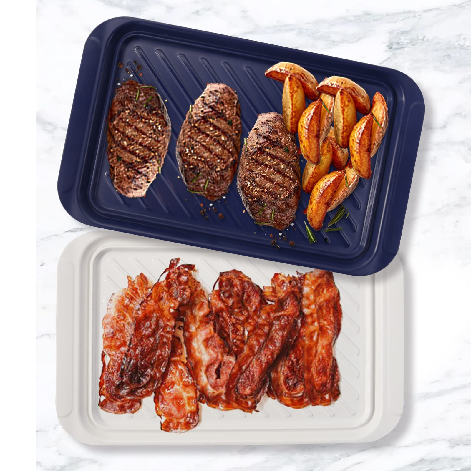 Tp Serving Trays With Handles, Melamine Grill Prep And Serving Platters For Outdoor, Parties And Bbq Dishwasher Safe Food Tray,
