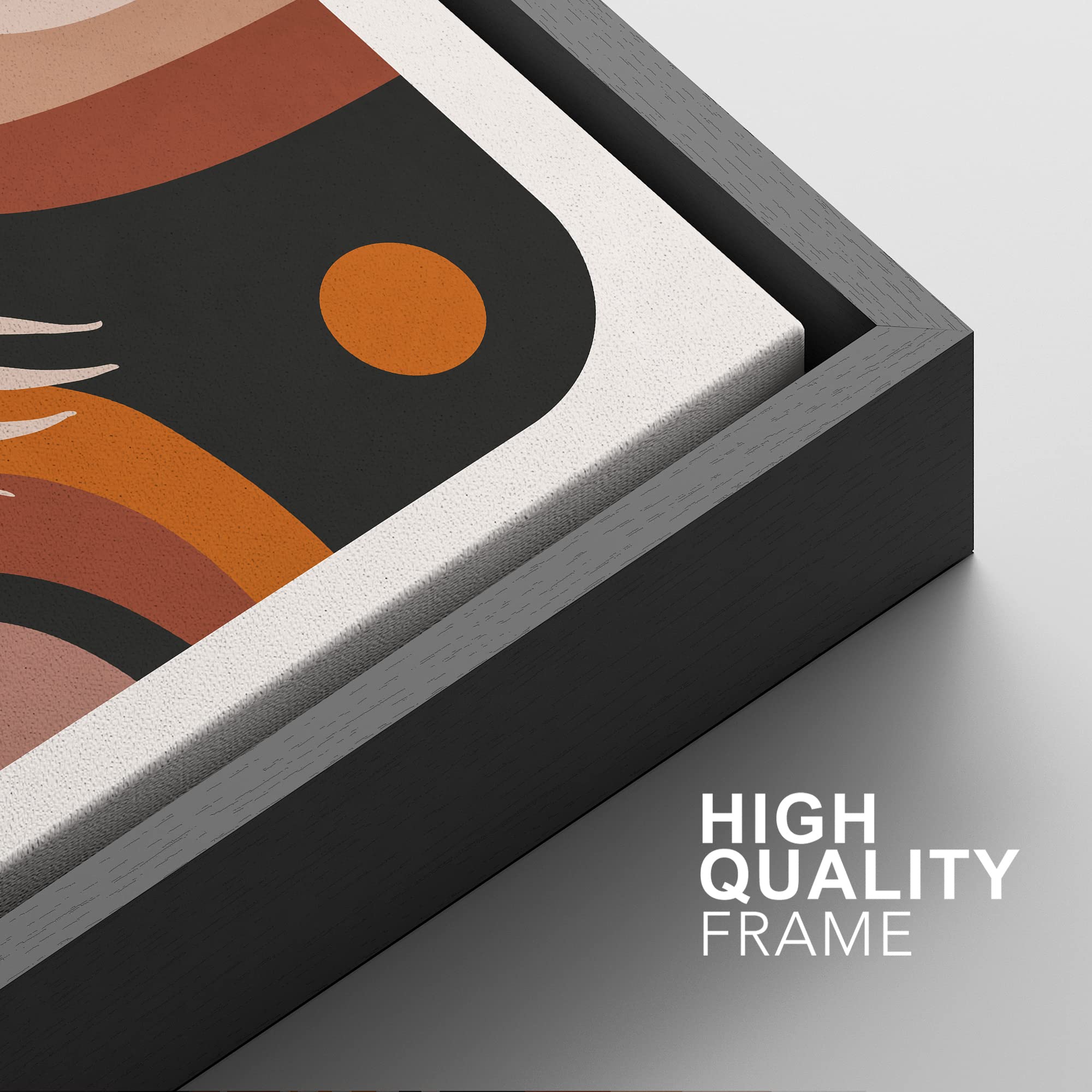 Signford Framed Canvas Print Wall Art Set Retro Mid-Century Palm Leaf Landscapes Abstract Shapes Illustrations Modern Art Decora