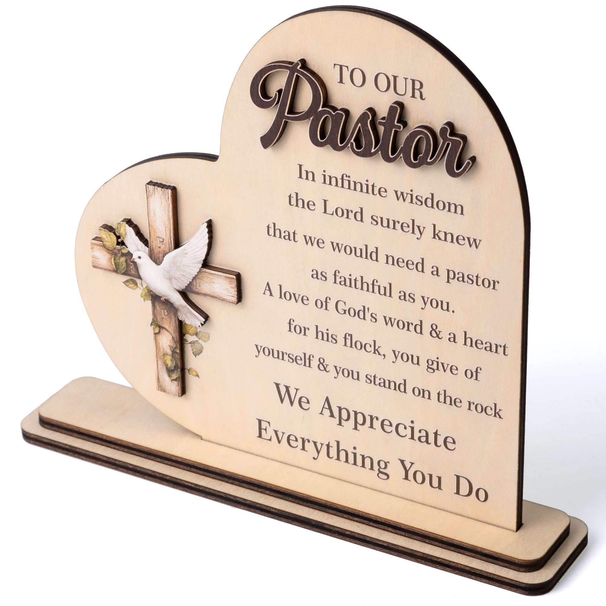 To Our Pastor 2 Layerd Wooden Plaque - Pastor Appreciation Gifts for Men, Christian Gifts for Men, Catholic Spiritual Gifts, Enc
