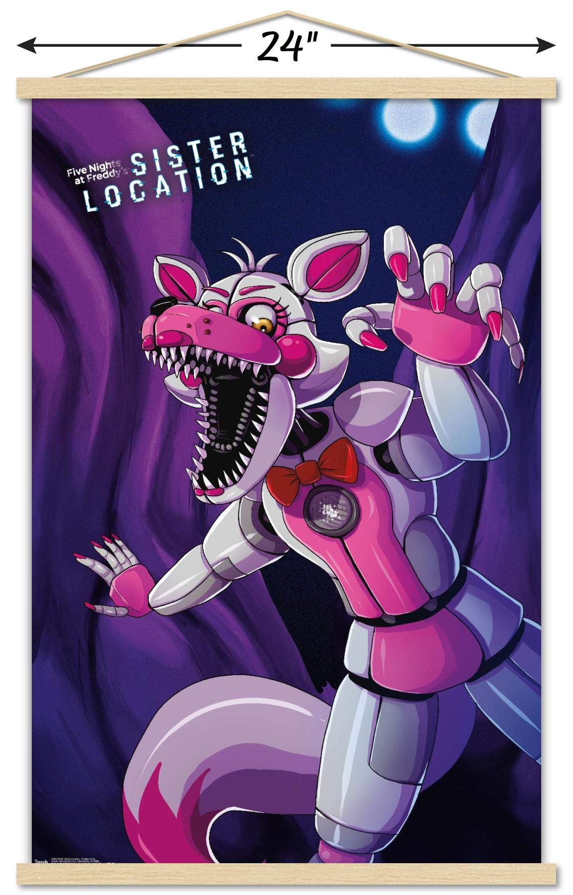 Trends International Five Nights At Freddy'S: Sister Location - Funtime Foxy Wall Poster, 22.375'' X 34'', Print And Beechwood H