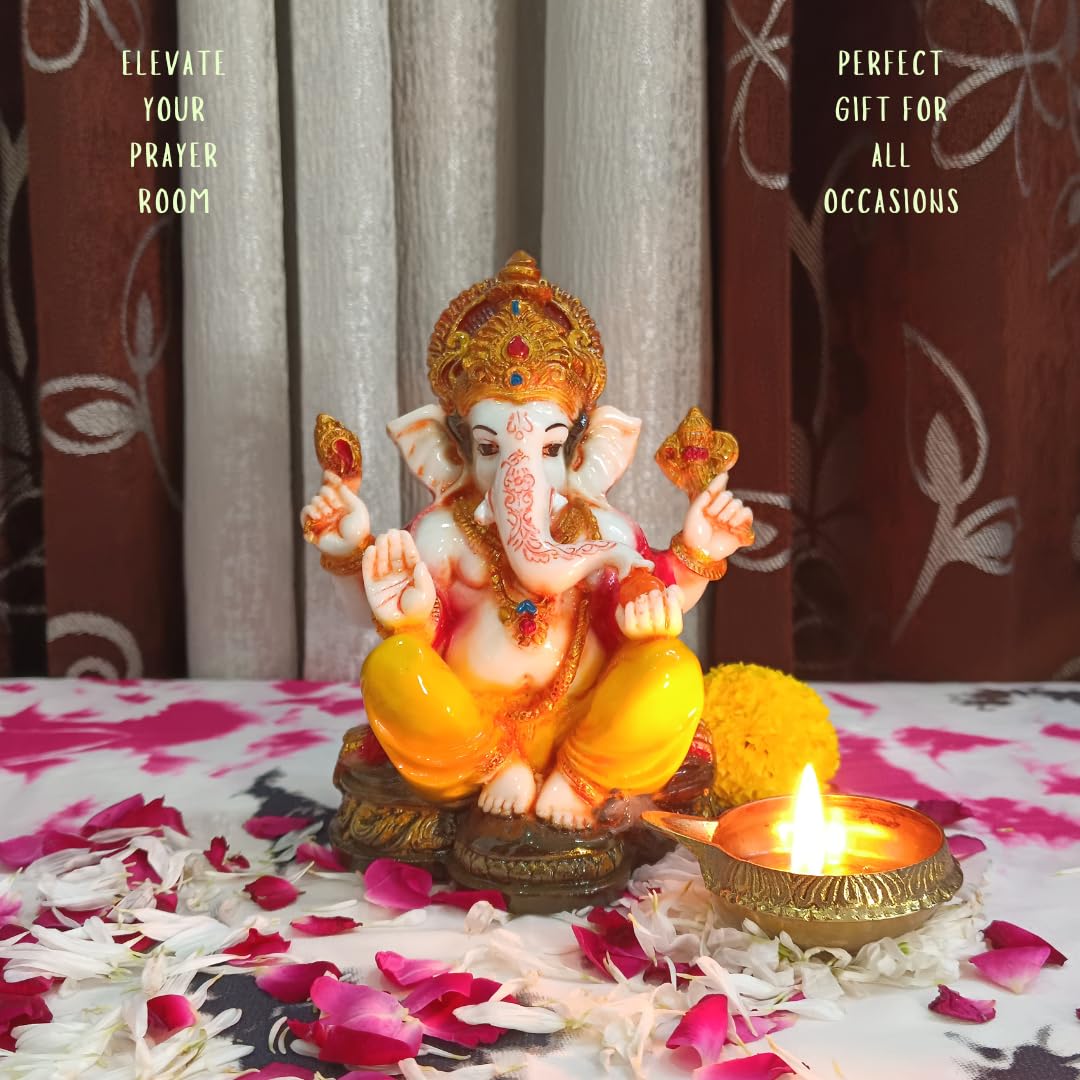 Apnimarket 6.5 Ganesha Idols By Jaipur Karigars | Living Room Ganesh Idol | Ganpati Murti For Home Decoration | Handcrafted Vina
