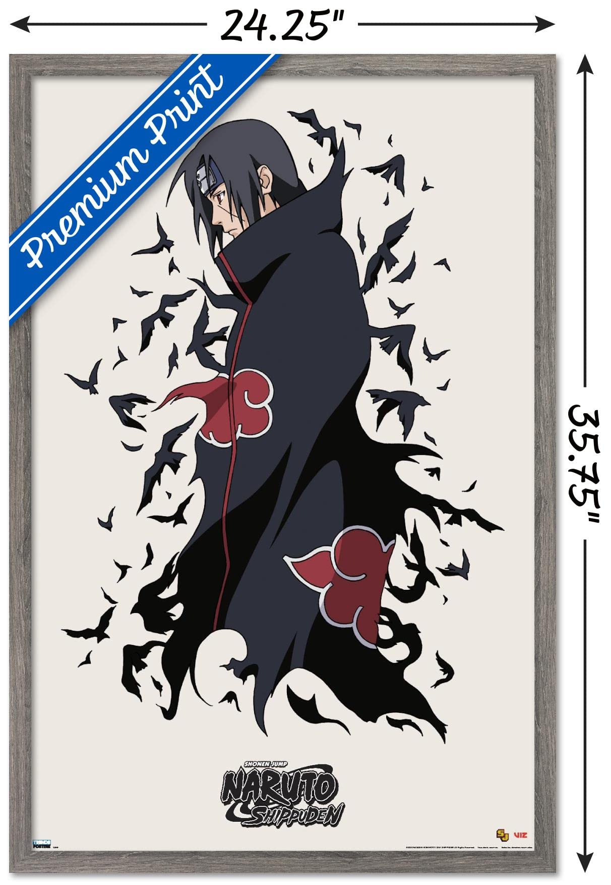 Trends International Naruto Shippuden - Itachi Wall Poster, 22.375'' X 34'', Barnwood Framed Version