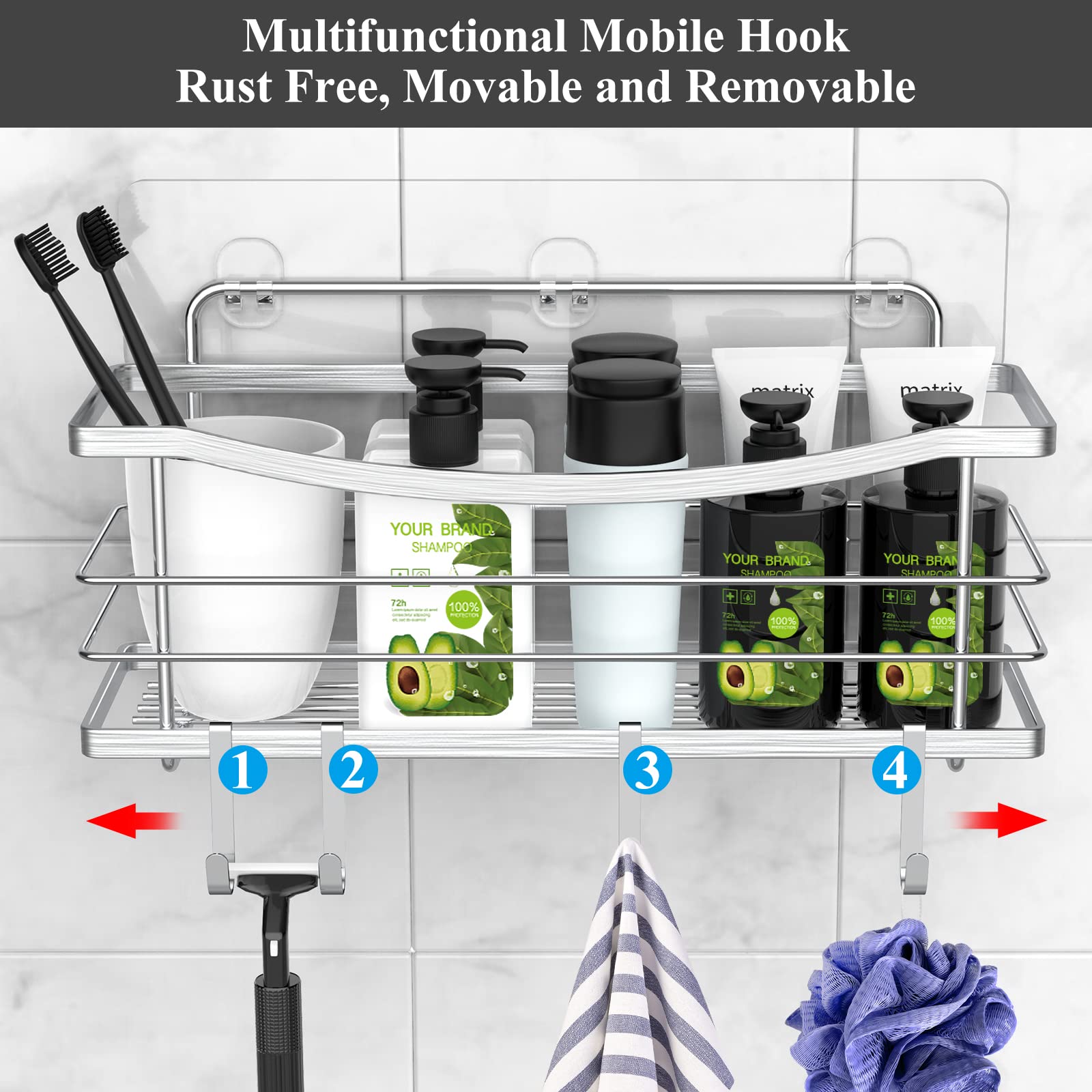 Odesign Shower Caddy 3 Pack-Shower Organizer Shelves Rack Rustproof Sus304 Stainless Steel For Bathroom Storage&Kitchen-No Drill