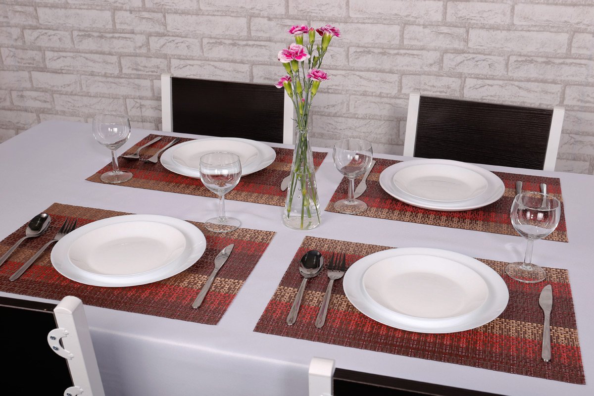 Sicohome Placemats Set Of 6, Red Vinyl Placemat For Dining Table, Home, Kitchen, Office And Outdoor