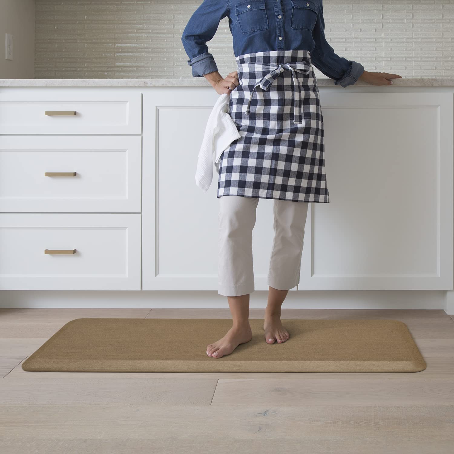 GelPro Anti-Fatigue Kitchen Mat, 20"x48", Grasscloth Khaki, 3/4" Ergo-Foam Core, Stain Resistant, Model 816825012544