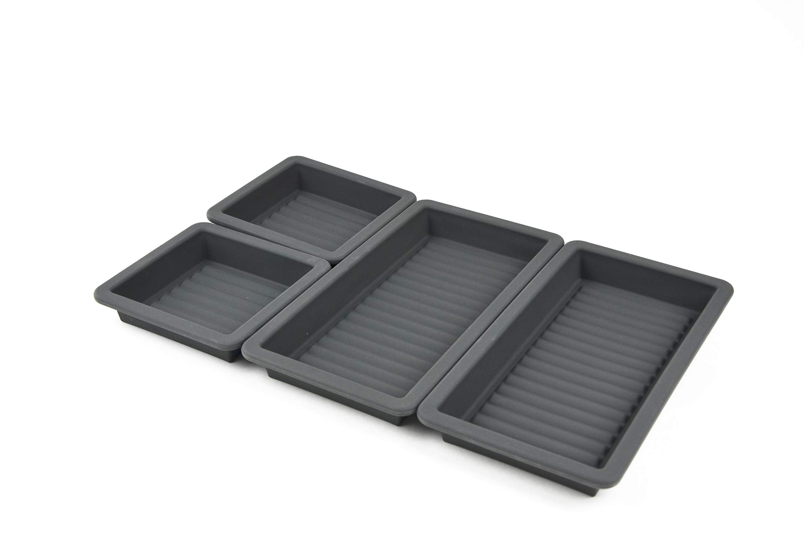 Gear Gurus Baking Pan Dividers - Silicone Baking Trays, Sheet Pan Cooking, Nonstick 4 Piece Set, Reinforced Rims, Ribbed Bottoms