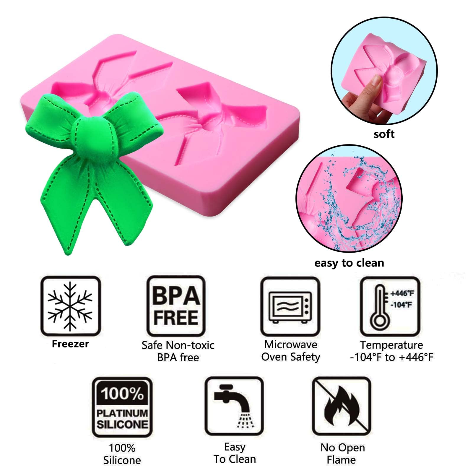 Muyulin Large Silicone Bow Molds Fondan, Bows Clay Mold For Wreath Cake Decoration, Cupcake Toppers, Gum Paste, Resin, Clay, Wax