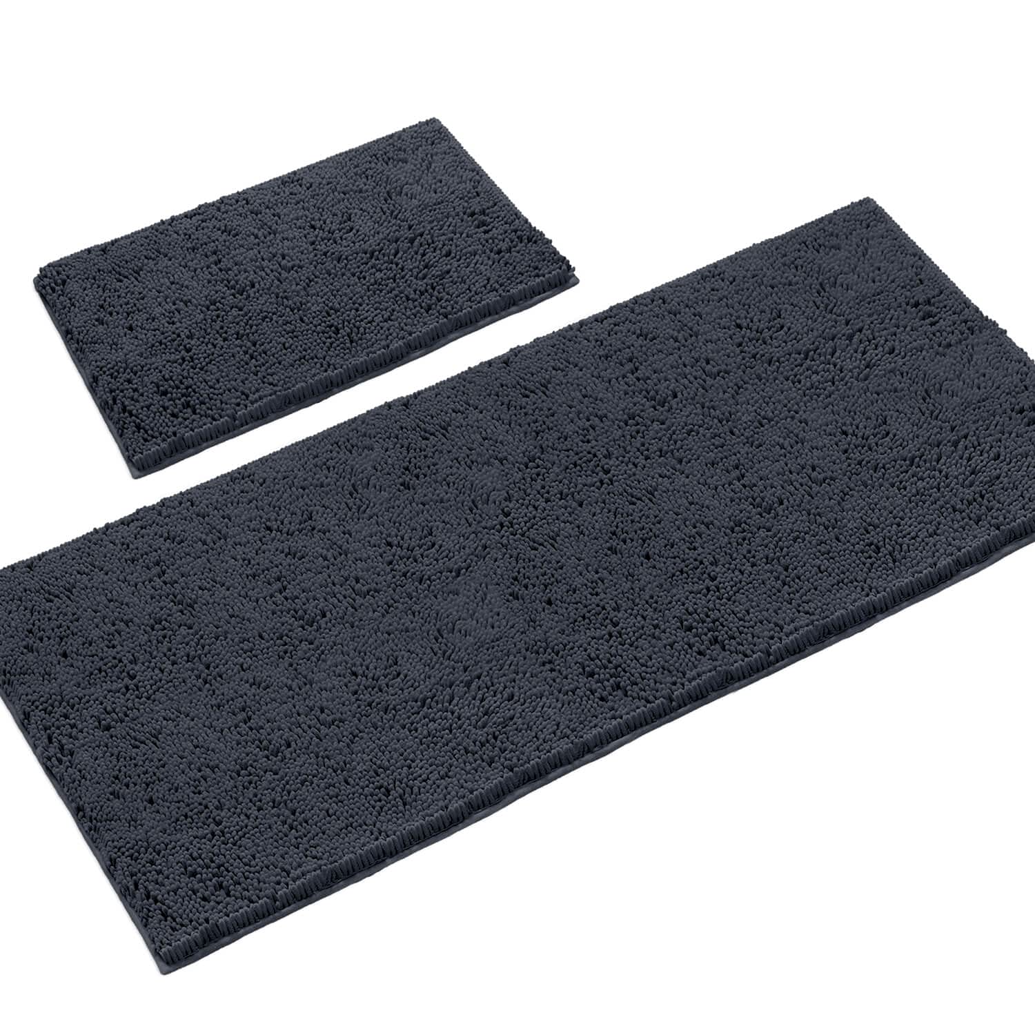 Luxurux Bathroom Rugs 2 Piece Set-Extra-Soft Plush Bath Mat Bathroom Rugs,1'' Chenille Microfiber Material, Super Absorbent, Cha