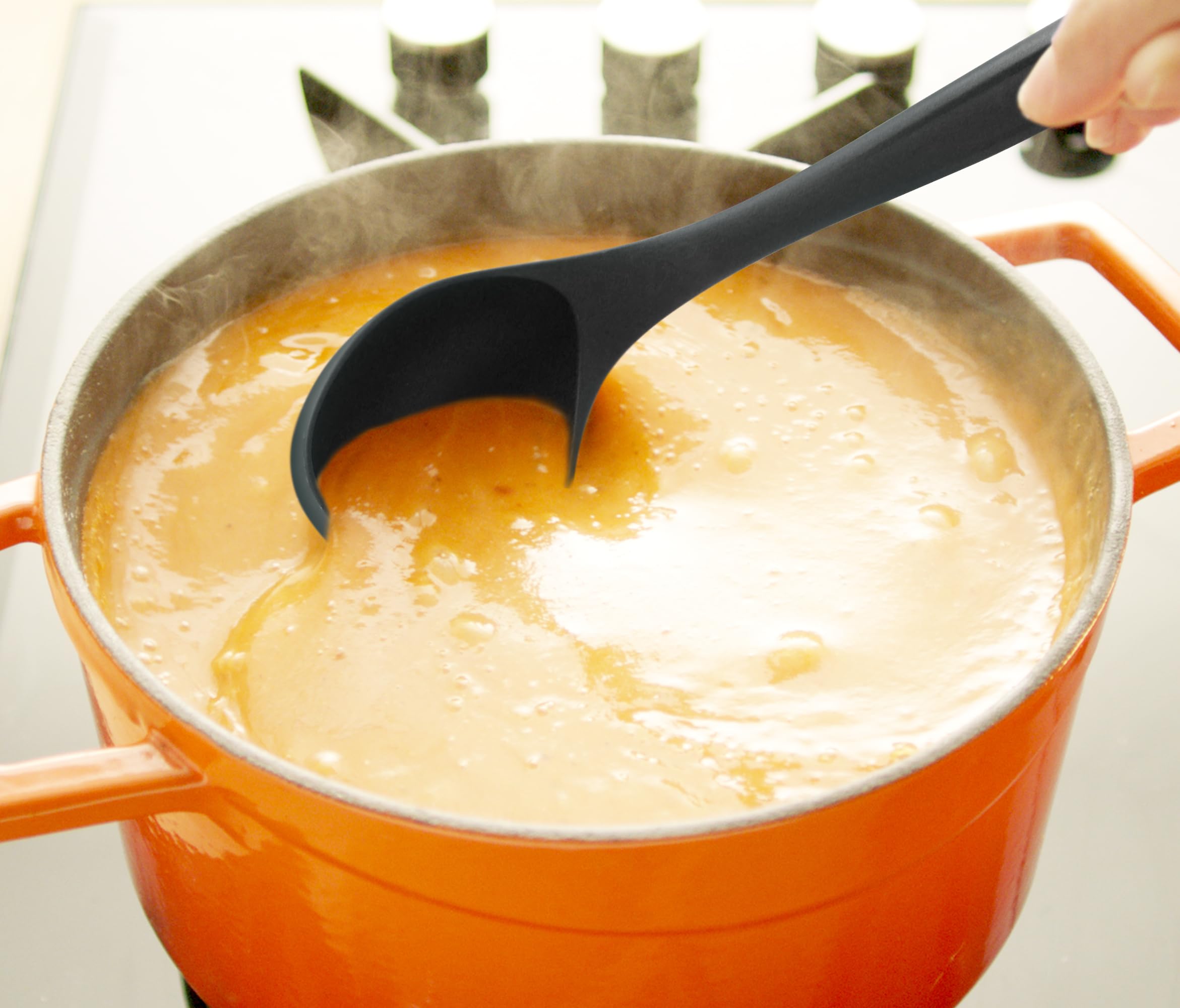 Zulay Soup Ladle Spoon With Comfortable Grip - Cooking And Serving Spoon For Soup, Chili, Gravy, Salad Dressing & Pancake Batter