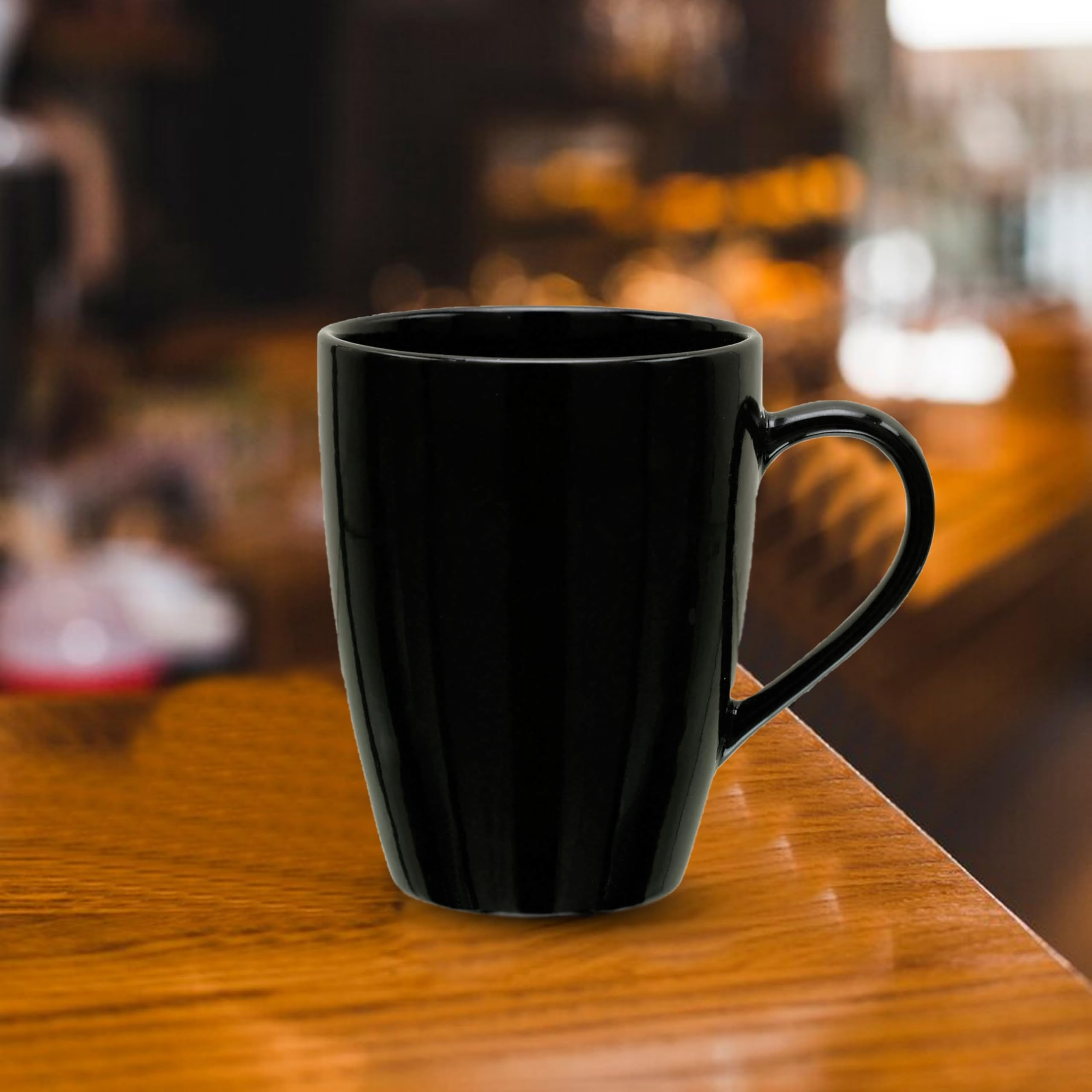 Craf10 Exquisite Solid Ceramic Coffee Mugs - Black Color,Microwave Safe- 340Ml Capacity, Dishwasher & Freezer Safe