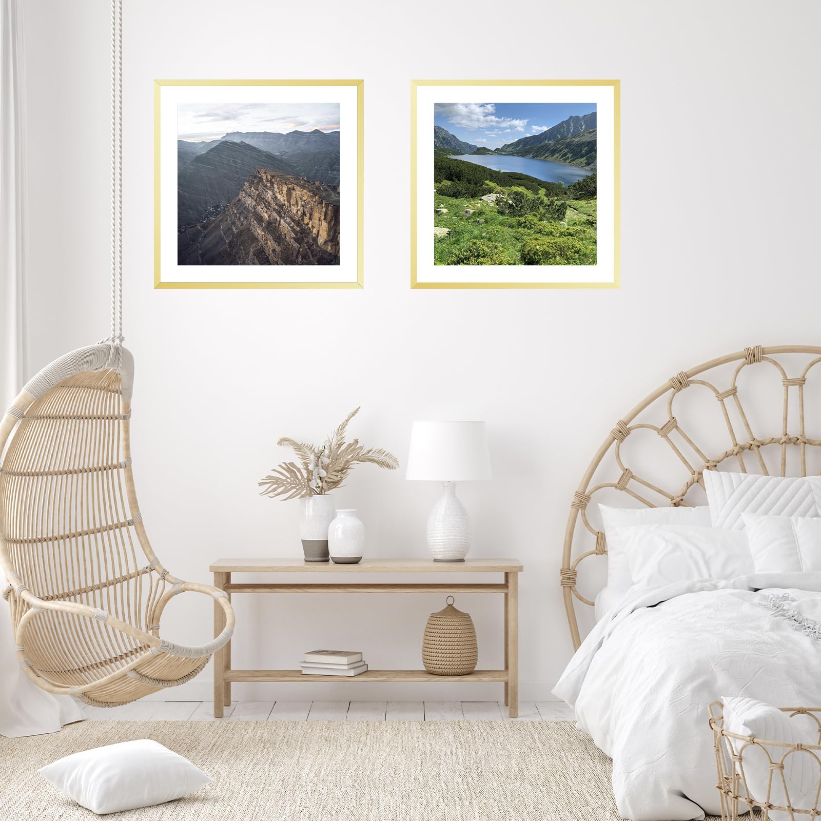 JCJMY 24x24 Picture Frame Gold with 20x20 Mat, Display Photo 20x20 with Mat or 24 x 24 Without Mat, Wall Hanging Large 24x24 Pos