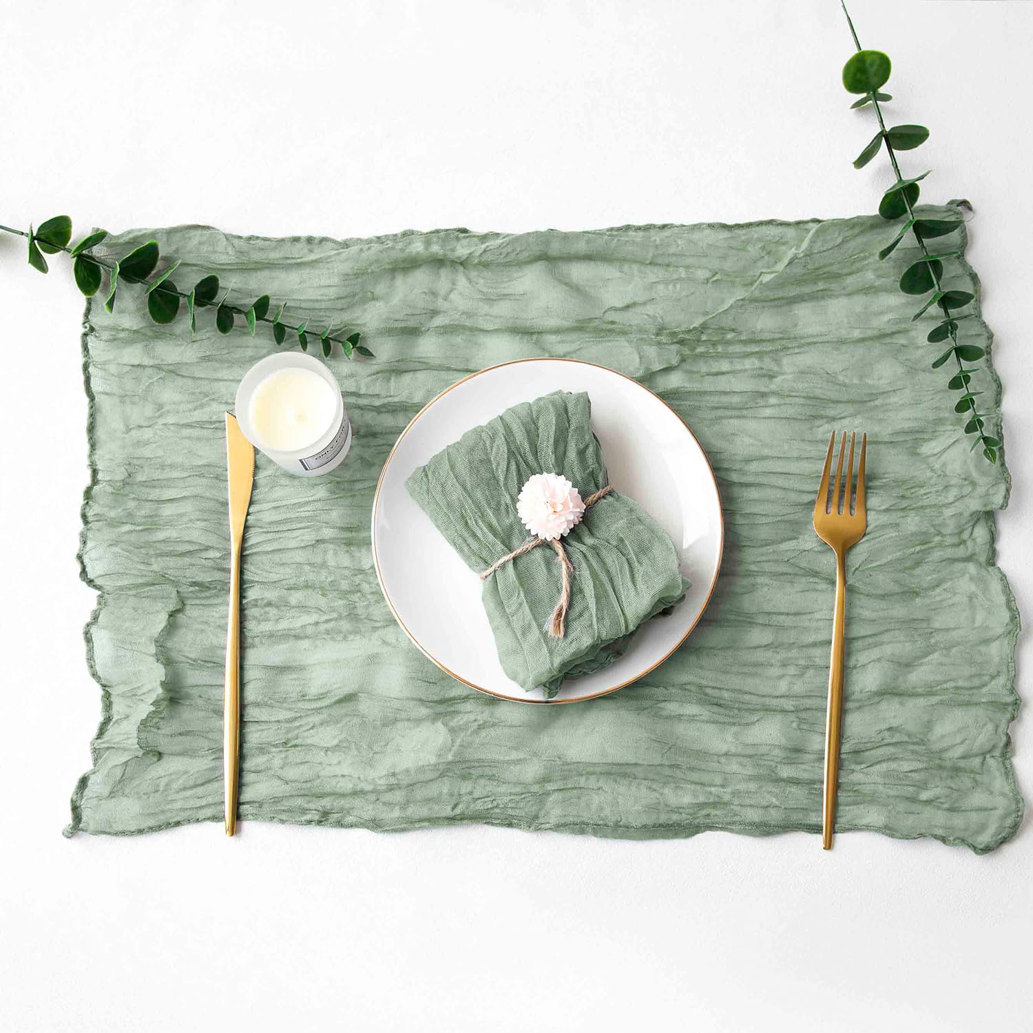 12 Pack Cheesecloth Napkins 20  20 Inches Sage Green Cheese Cloth Napkins Gauze Table Napkins With Wrinkle Multipurpose Bulk For