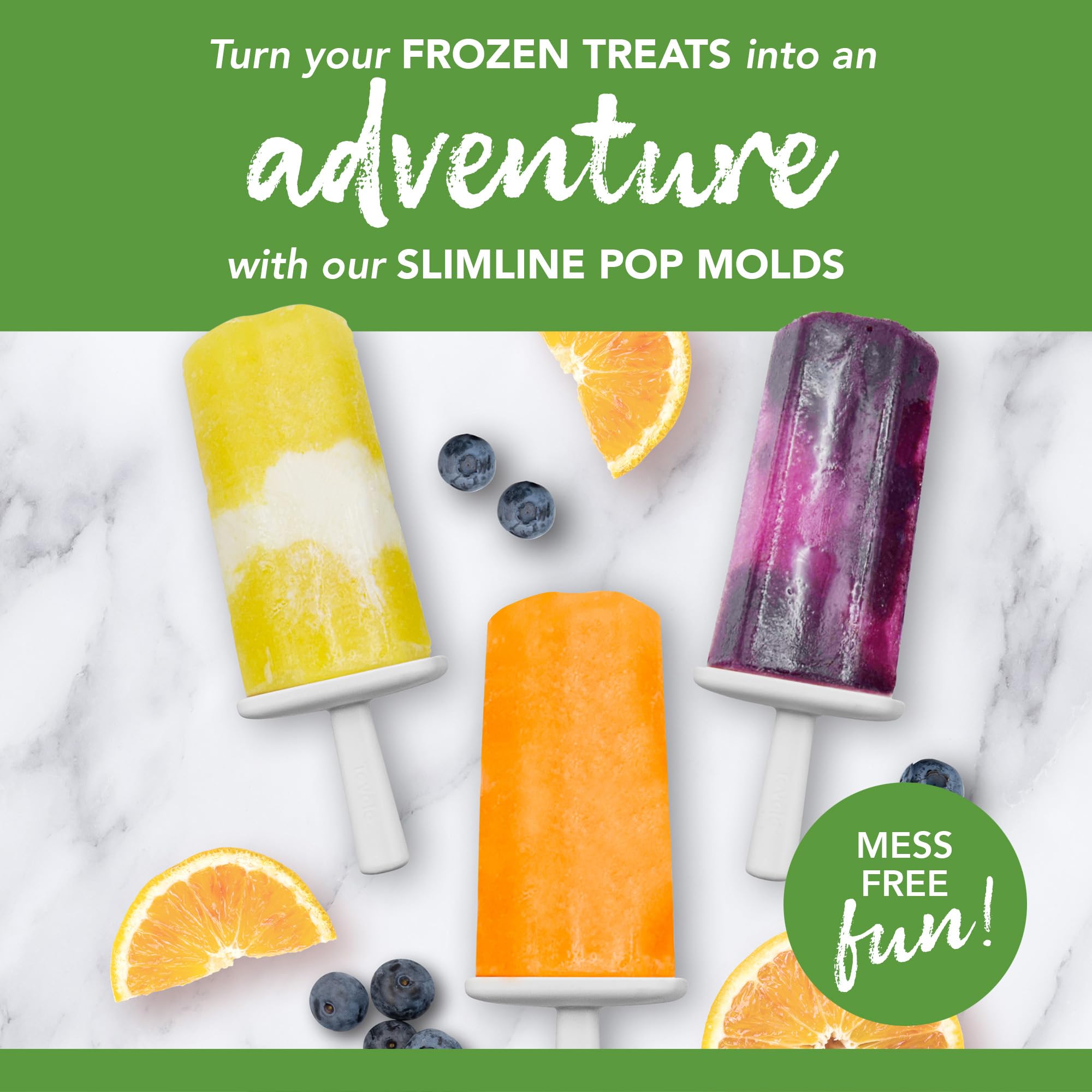 Tovolo Silicone Groovy Popsicle Molds With Tray (Spring Green) - Ice Pop Molds With 6 Cavities For Homemade Ice Pops & Frozen Sn