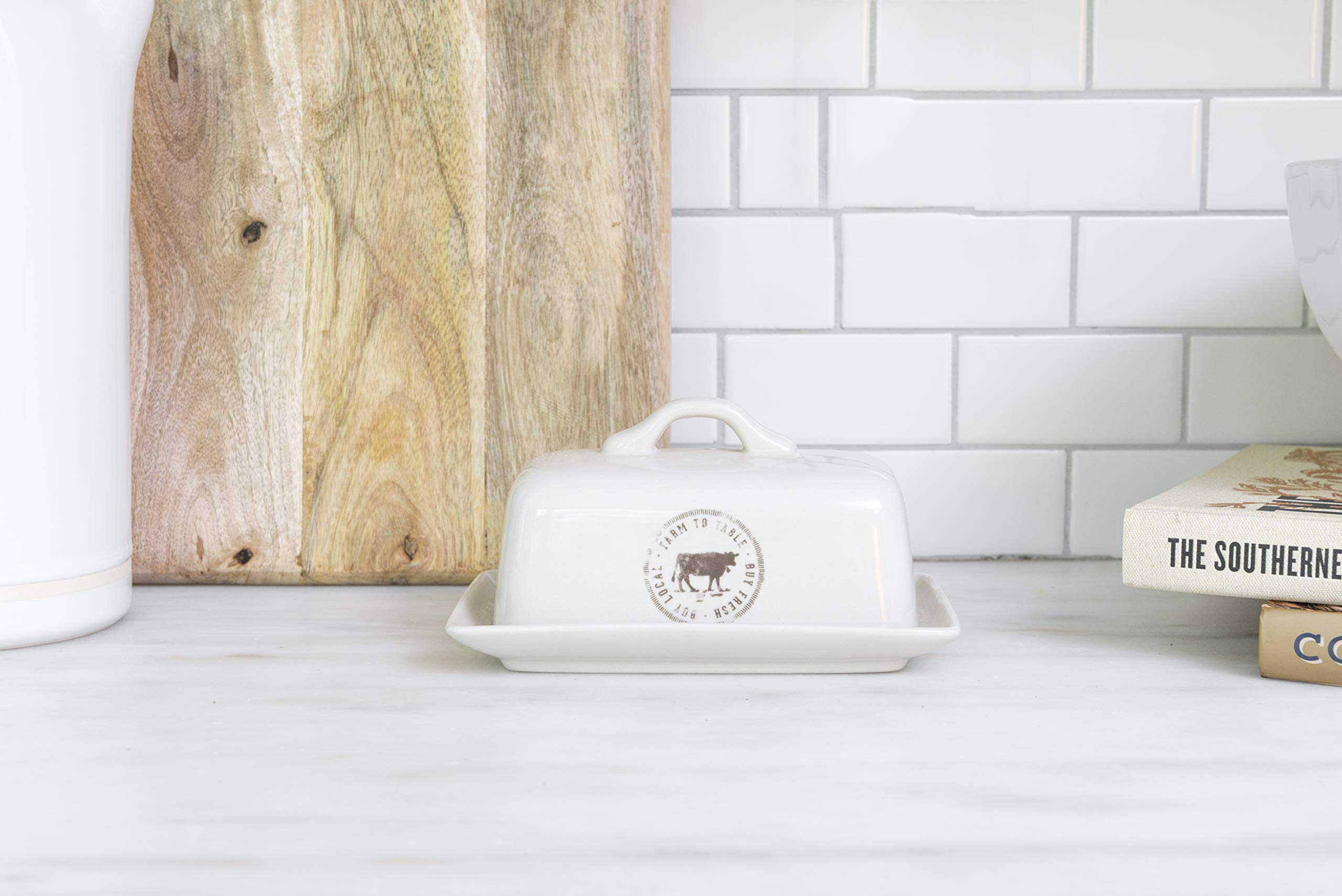 Stoneware Butter Dish With Cow Decal