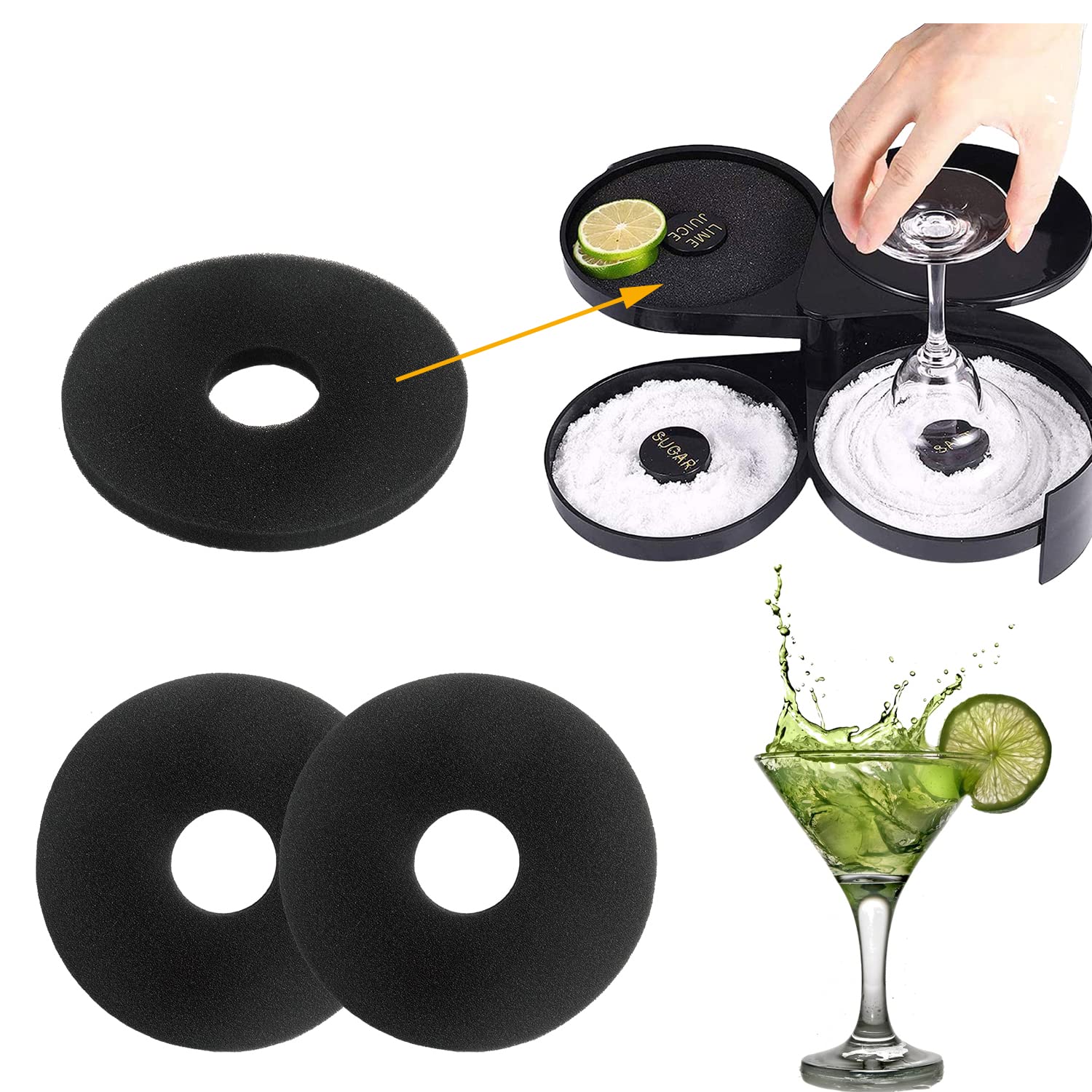 6Pcs Bar Rimmer Sponges Replacement For Glass Rimmer/Margarita Salter Rimmer Set, Salt Trays, Cocktails