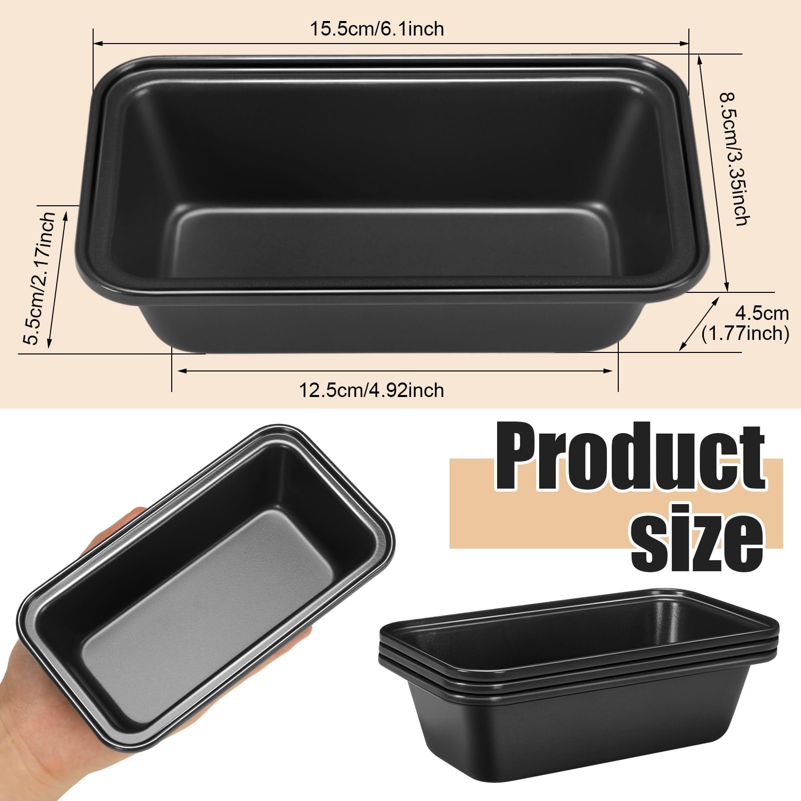 Uiifan 12 Pcs Mini Loaf Pan For Baking Bread Non Stick Small Banana Bread Tins 6.1 X 3.3 X 2.1 Inches Nonstick Carbon Steel Tiny