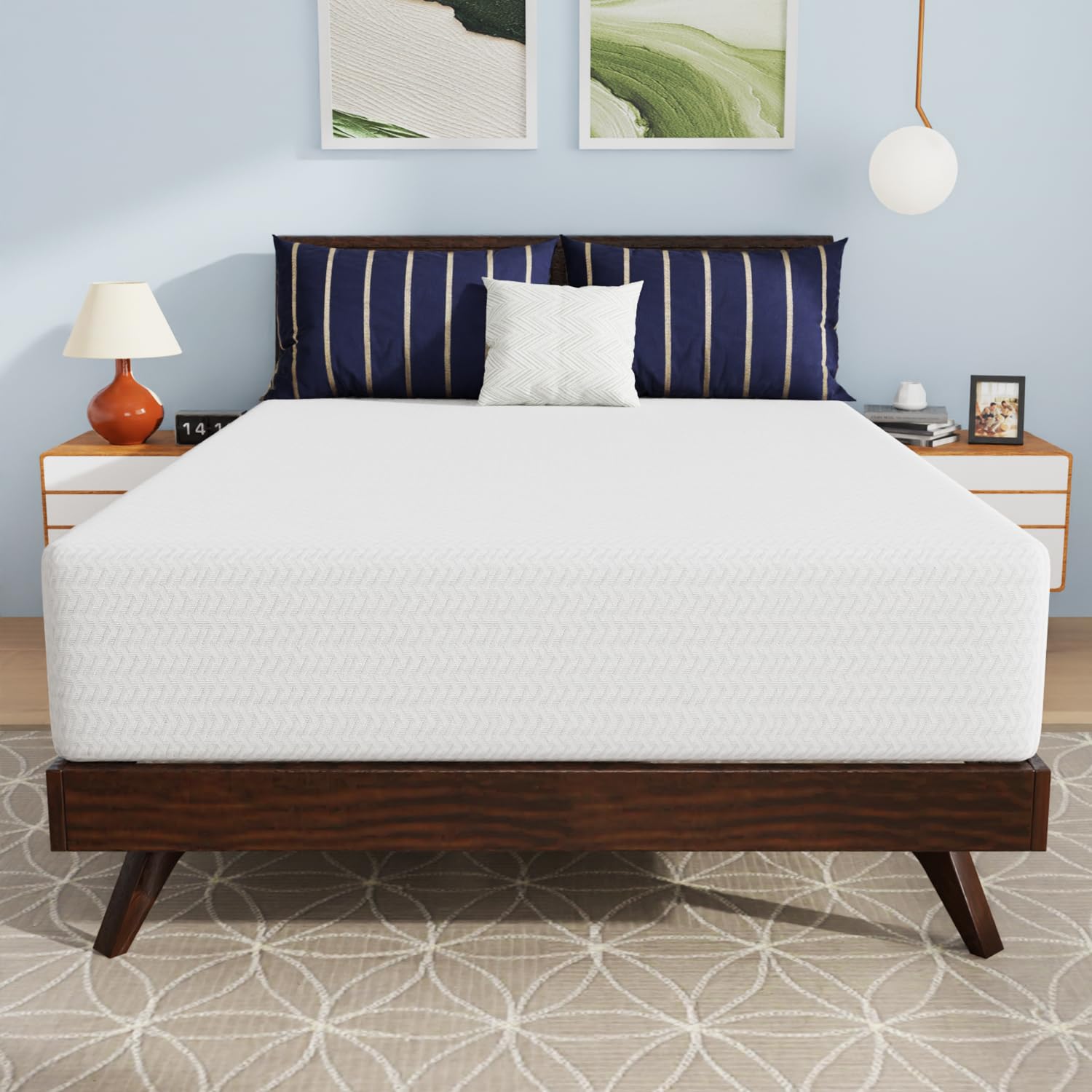 Paylesshere 12 Inch Full Size Bamboo Charcoal Cooling Gel Memory Foam Mattress In A Box/Medium-Firm Mattress/Fiberglass Free/Pre