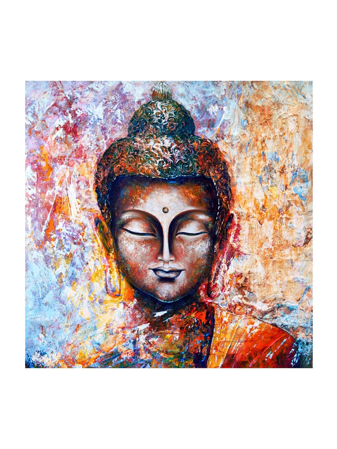 999Store Wooden Stretched Framed Lord Gautam Buddha Paintings For Living Room | Home Religious Wall Canvas For Bed Dcor | Modern