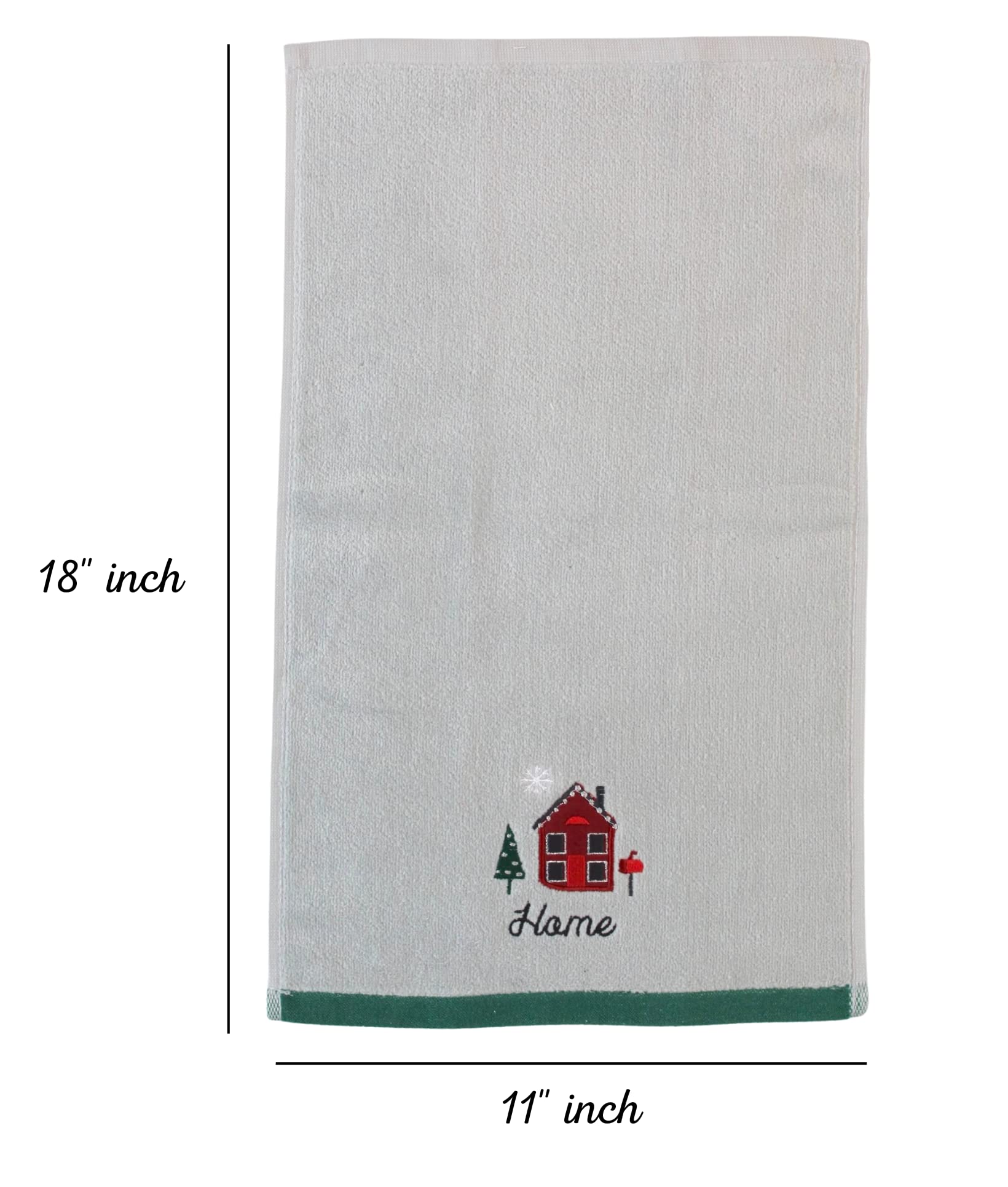 Christmas Fingertip Towels: No Place Like Home For The Holidays Plush Velour Cotton Embroidered Country House On Gray, Set Of 2