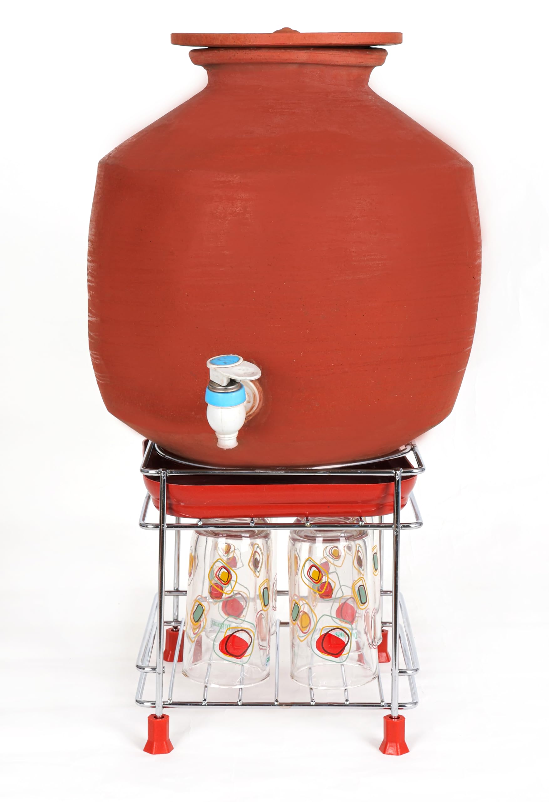 FIT N FORGET Heavy stainless steel Matka stand with plastic tray Plant stand gamla stand three in one matka stand with glass sta