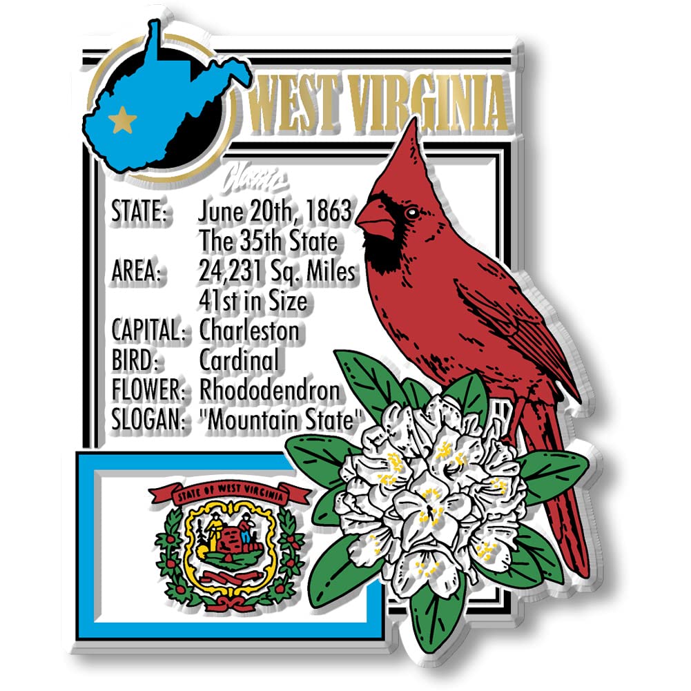 West Virginia State Montage Magnet By Classic Magnets, 2.8 X 3.3, Collectible Souvenirs Made In The Usa
